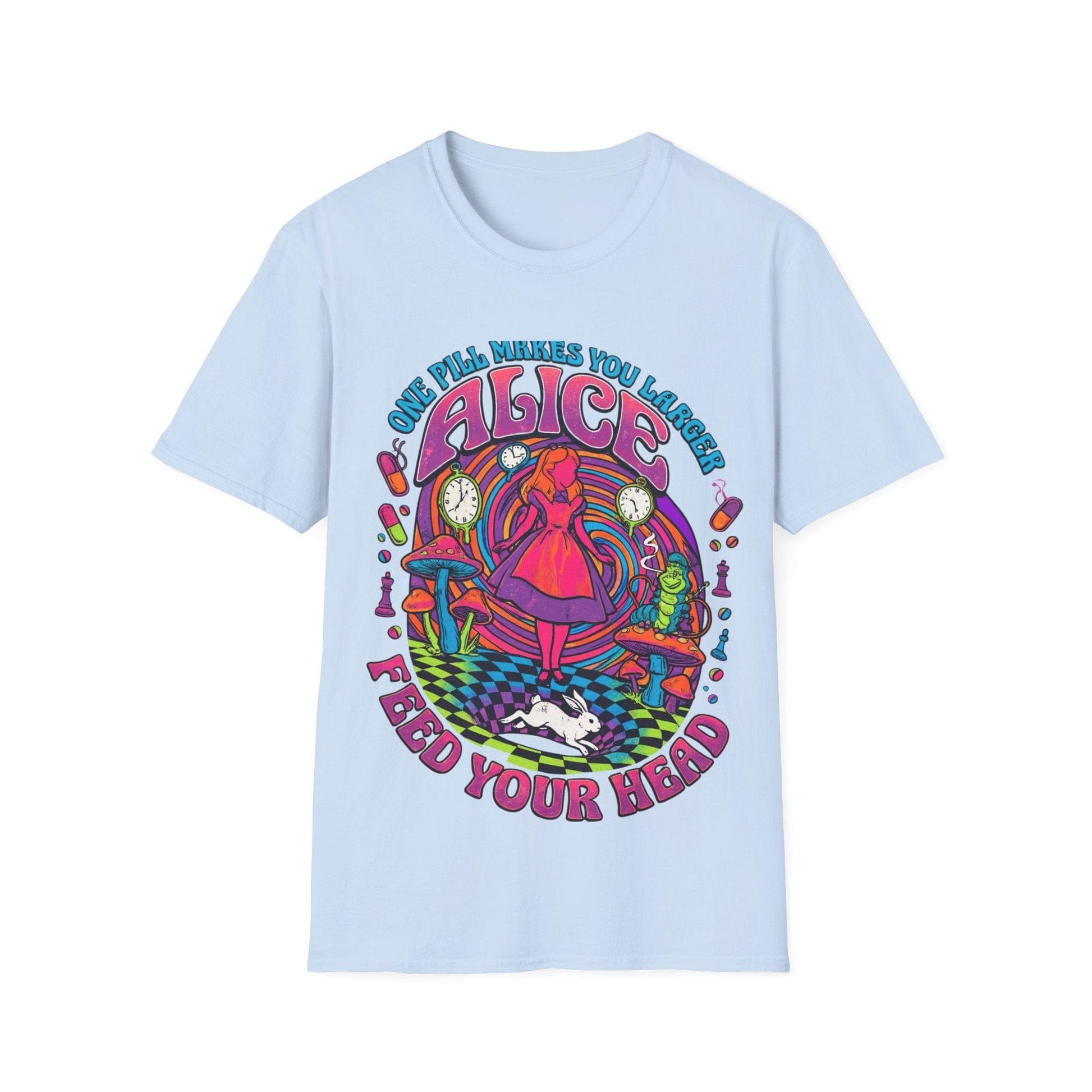 Alice Trip Art T-Shirt — "Feed Your Head" Psychedelic Wonderland Tee - That Should Be on a T-Shirt