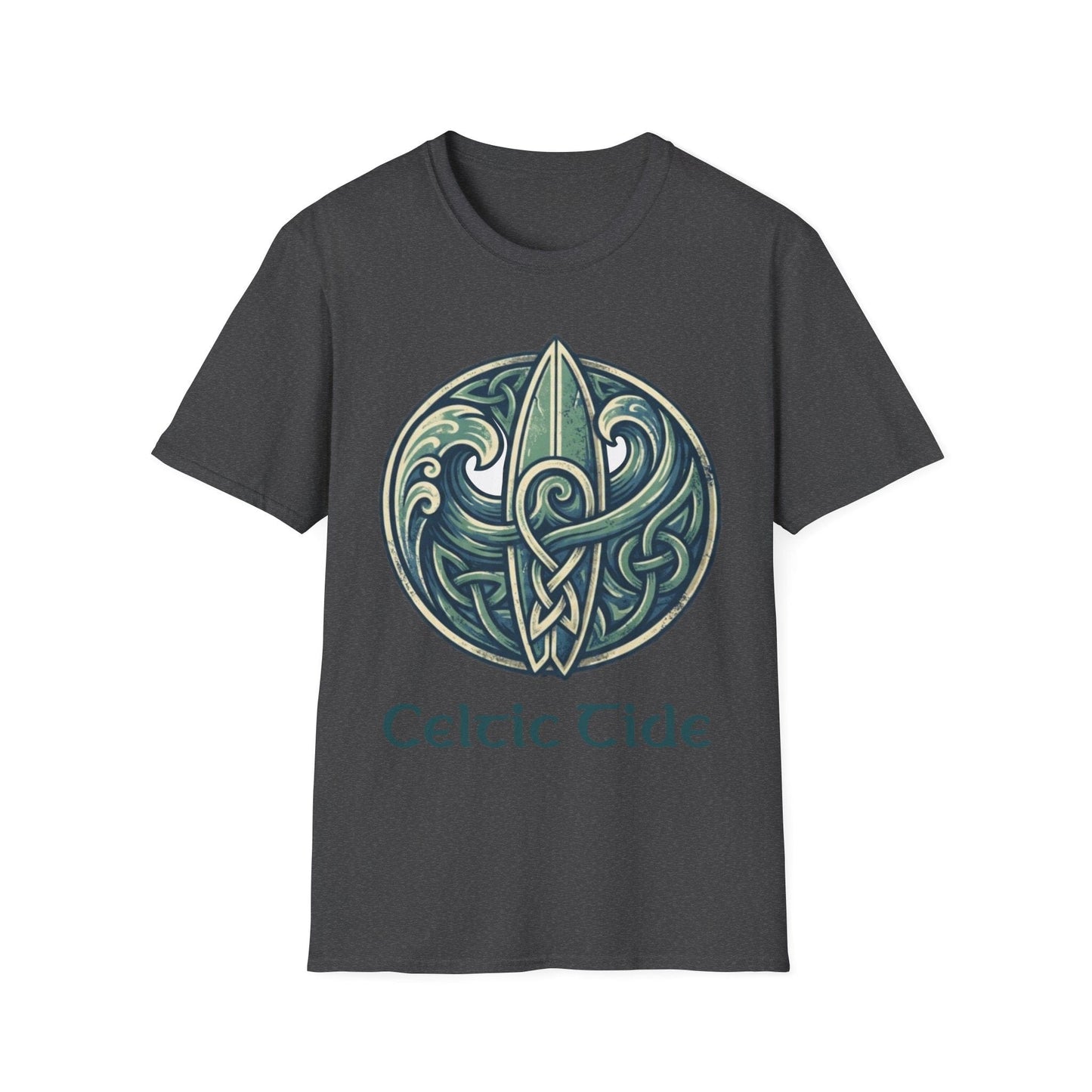 Celtic Tide: Ancient Surf & Knotwork Graphic T-Shirt