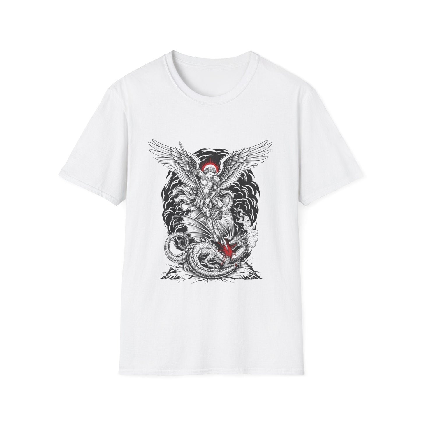 The Archangel Slayer: Saint Michael Defeats the Dragon Graphic T-Shirt - That Should Be on a T-Shirt