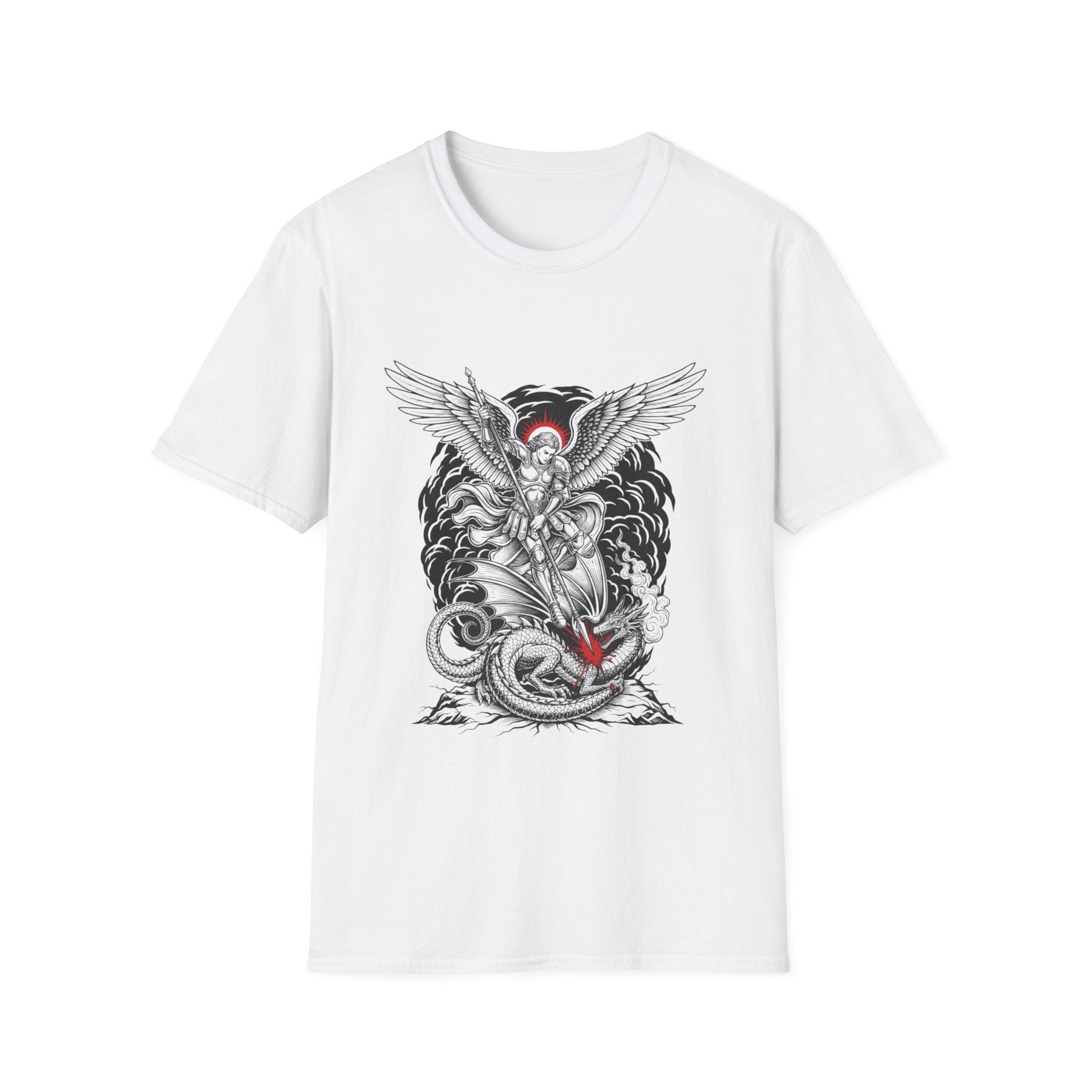 The Archangel Slayer: Saint Michael Defeats the Dragon Graphic T-Shirt - That Should Be on a T-Shirt