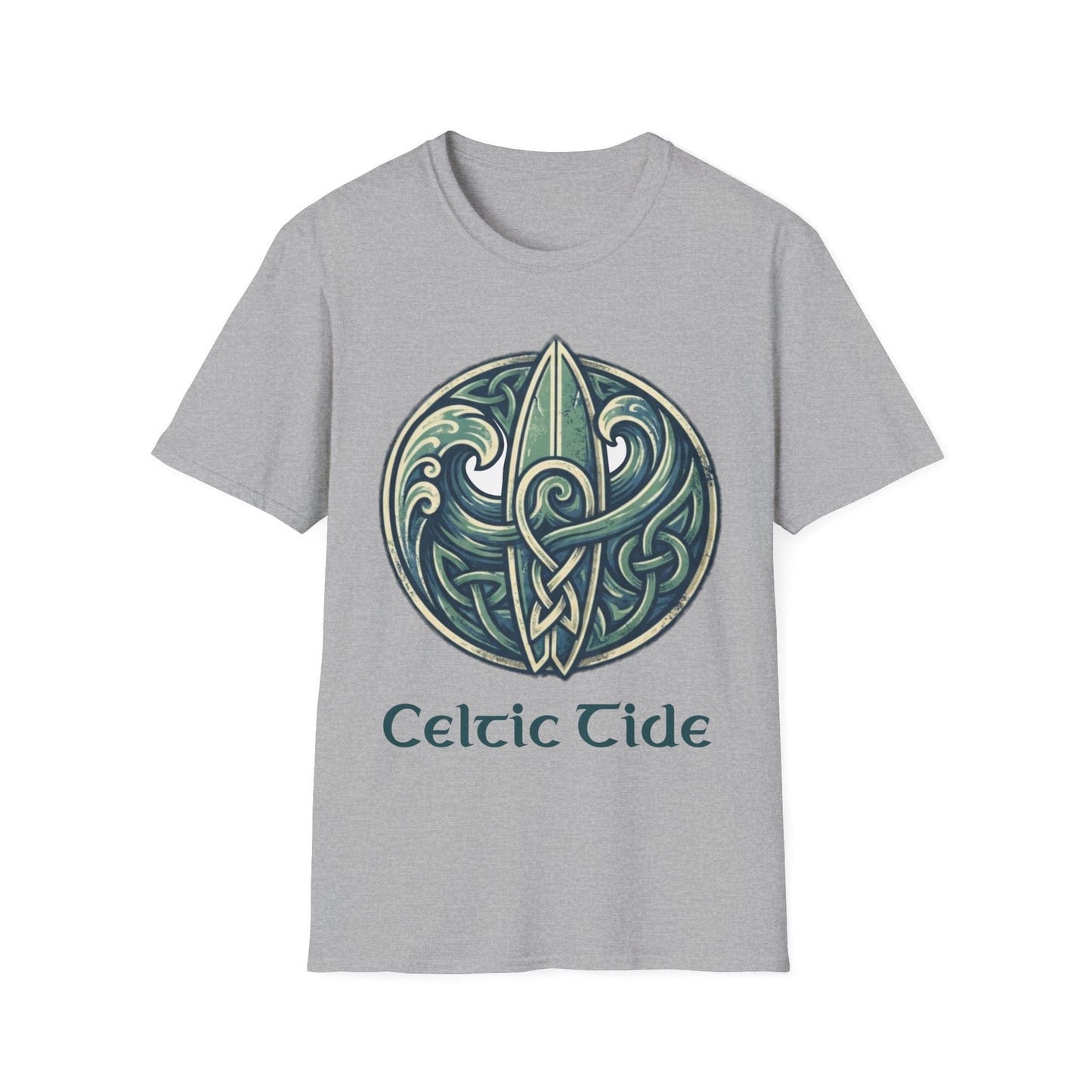 Celtic Tide: Ancient Surf & Knotwork Graphic T-Shirt