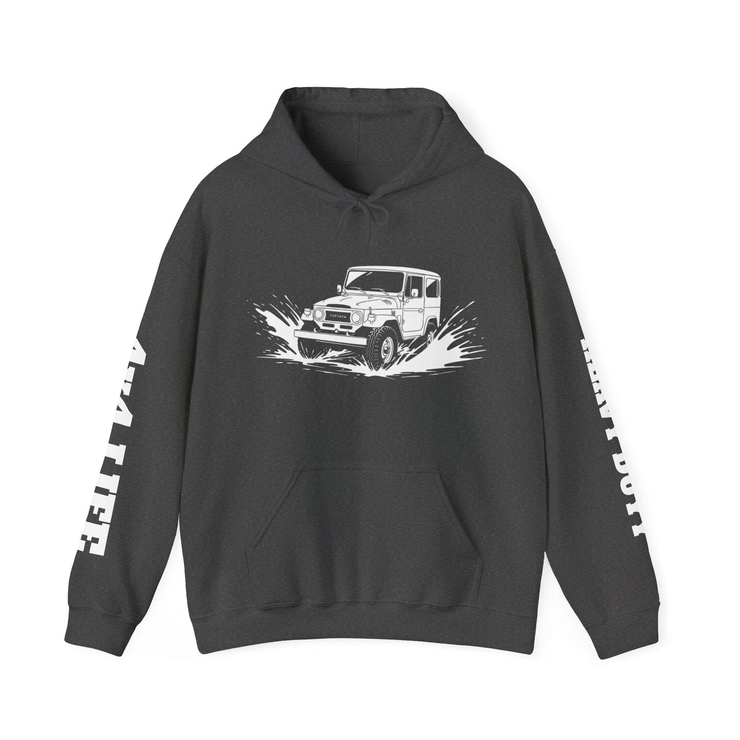 Classic 4x4 Off-Road Adventure Pullover Hoodie | Vintage Landcruiser & Sleeve Print - That Should Be on a T-Shirt