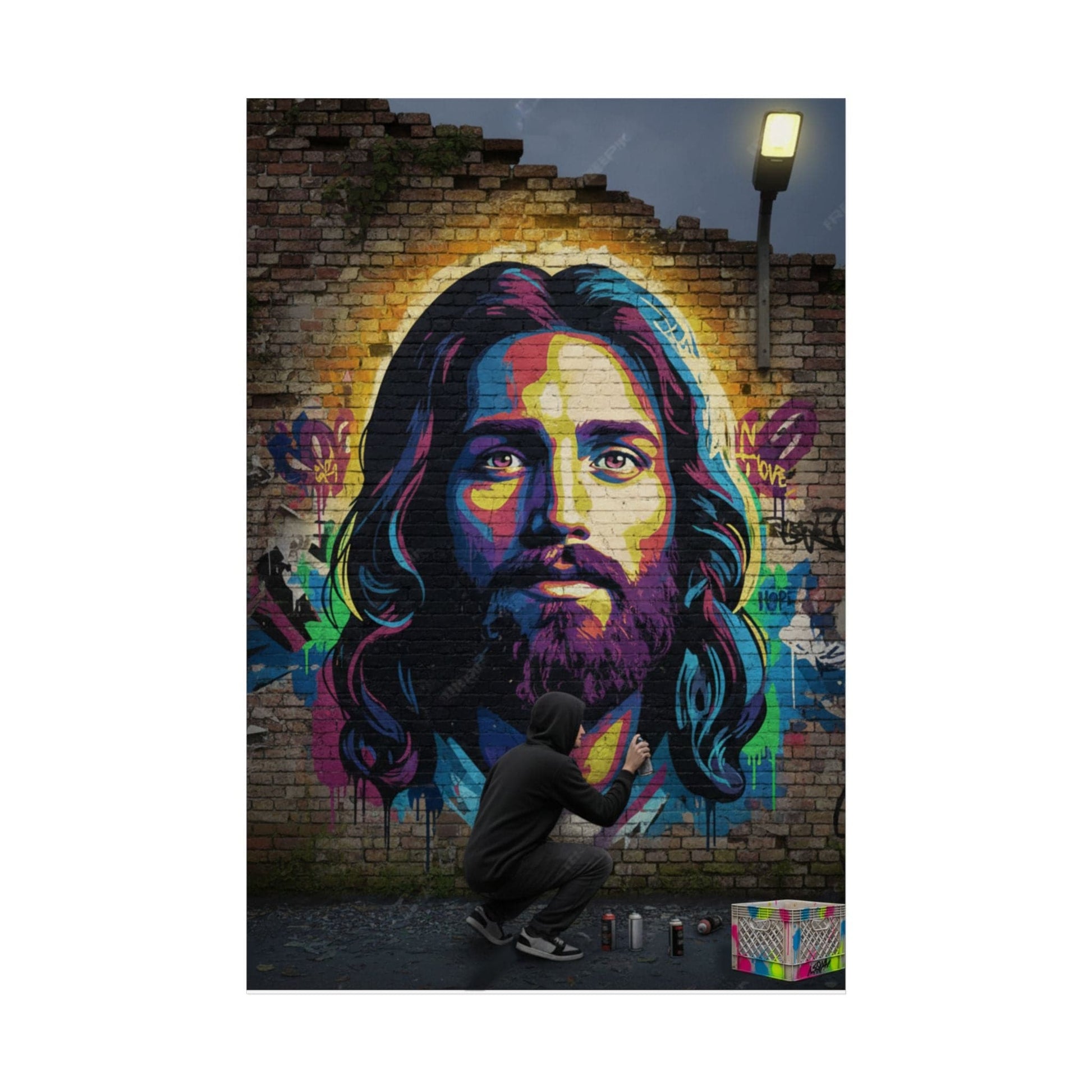 Modern Jesus Graffiti Wall Art Poster – Vibrant Urban Faith Street Art Print - That Should Be on a T-Shirt