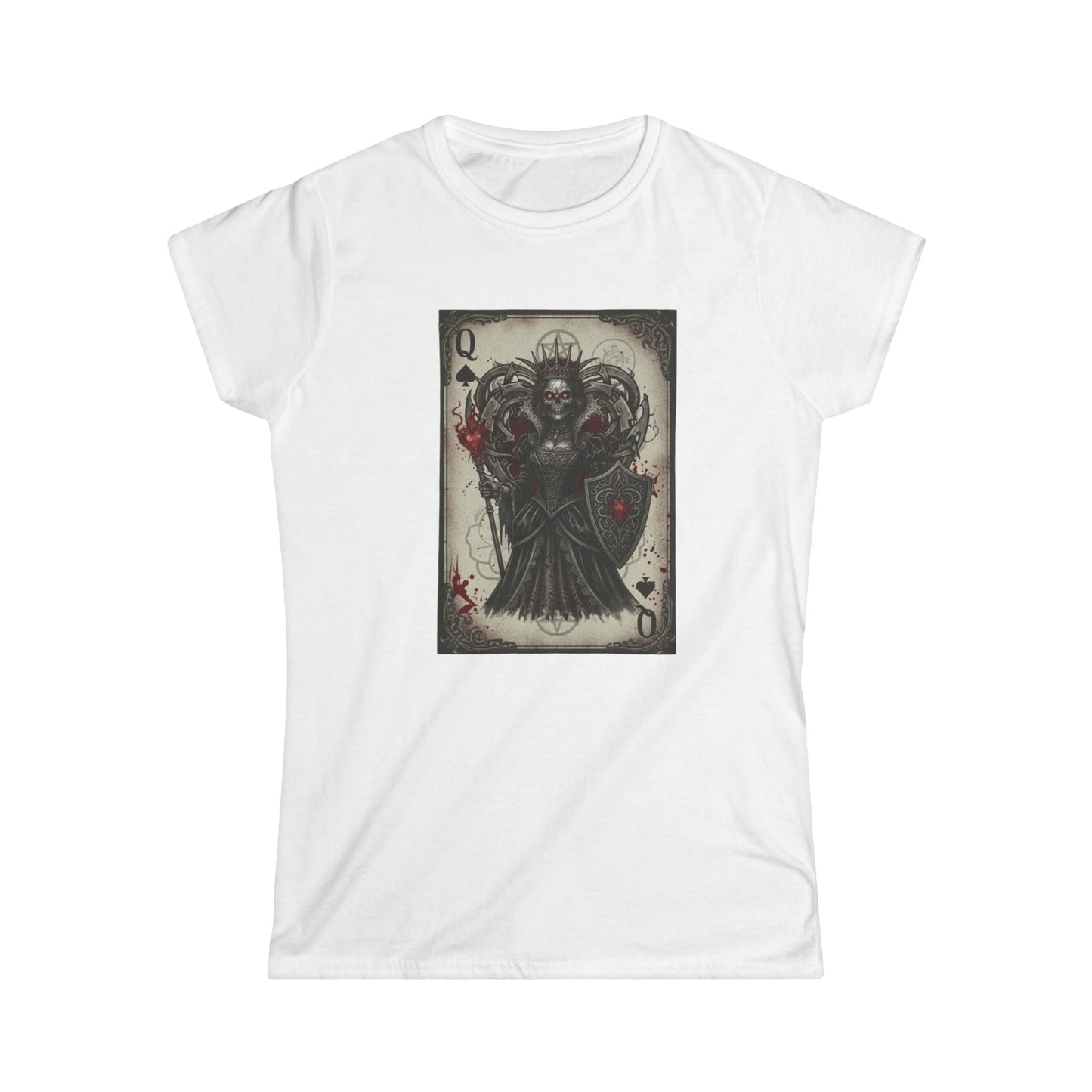 Queen of Hearts Gothic T-Shirt - Dark Aesthetic Playing Card Tee - Modern Goth Apparel