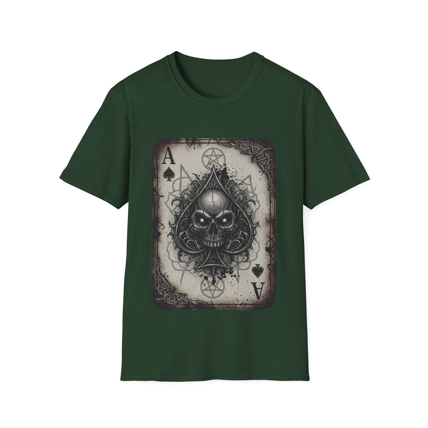 Dark Occult Ace of Spades Skull T-Shirt - Gothic Horror Playing Card Graphic Tee