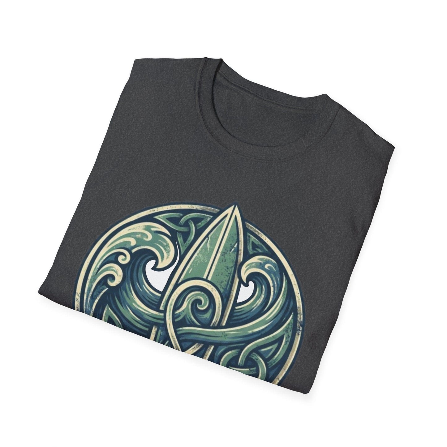 Celtic Tide: Ancient Surf & Knotwork Graphic T-Shirt