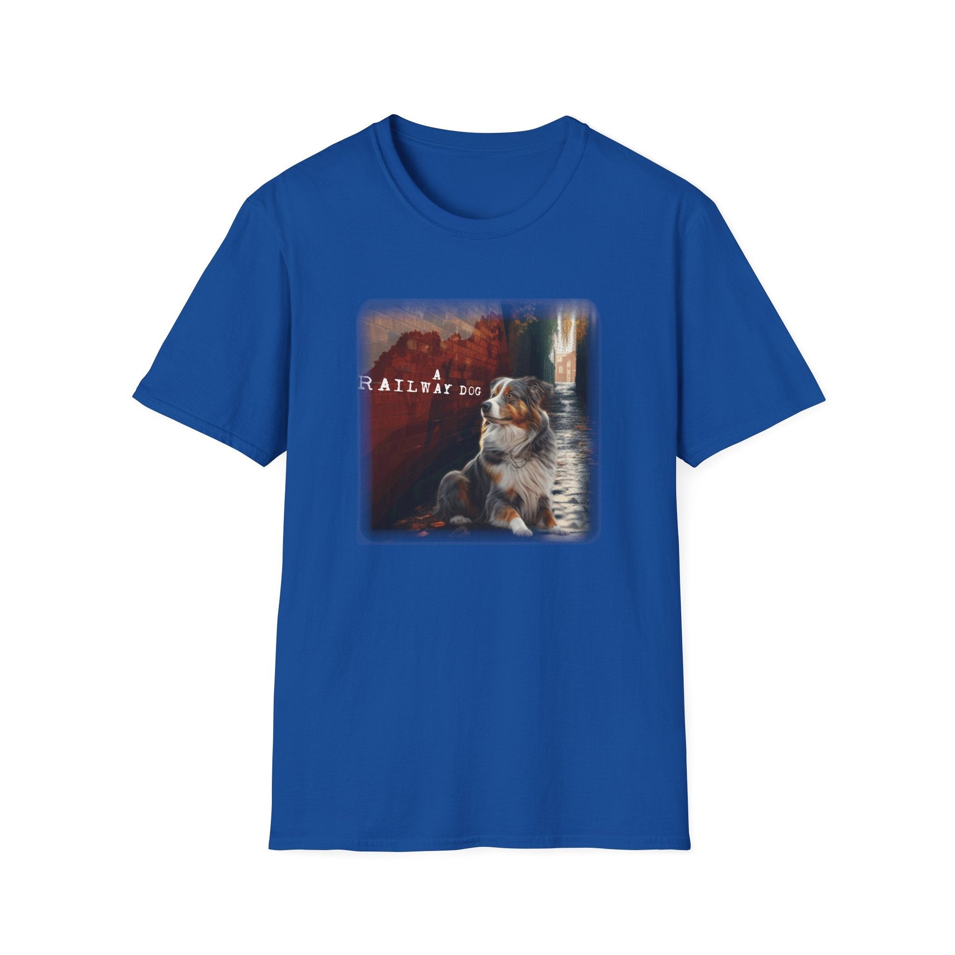 A Railway Dog Premium Graphic T-Shirt - Australian Shepherd Art Tee - That Should Be on a T-Shirt