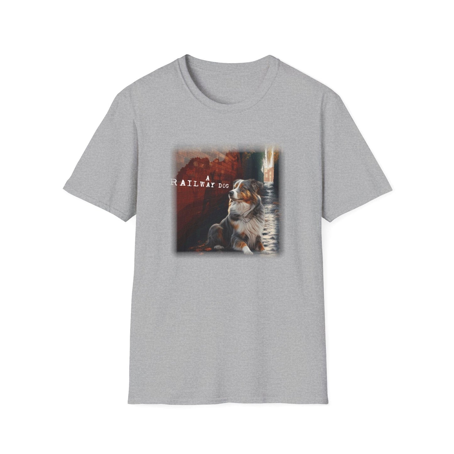 A Railway Dog Premium Graphic T-Shirt - Australian Shepherd Art Tee - That Should Be on a T-Shirt
