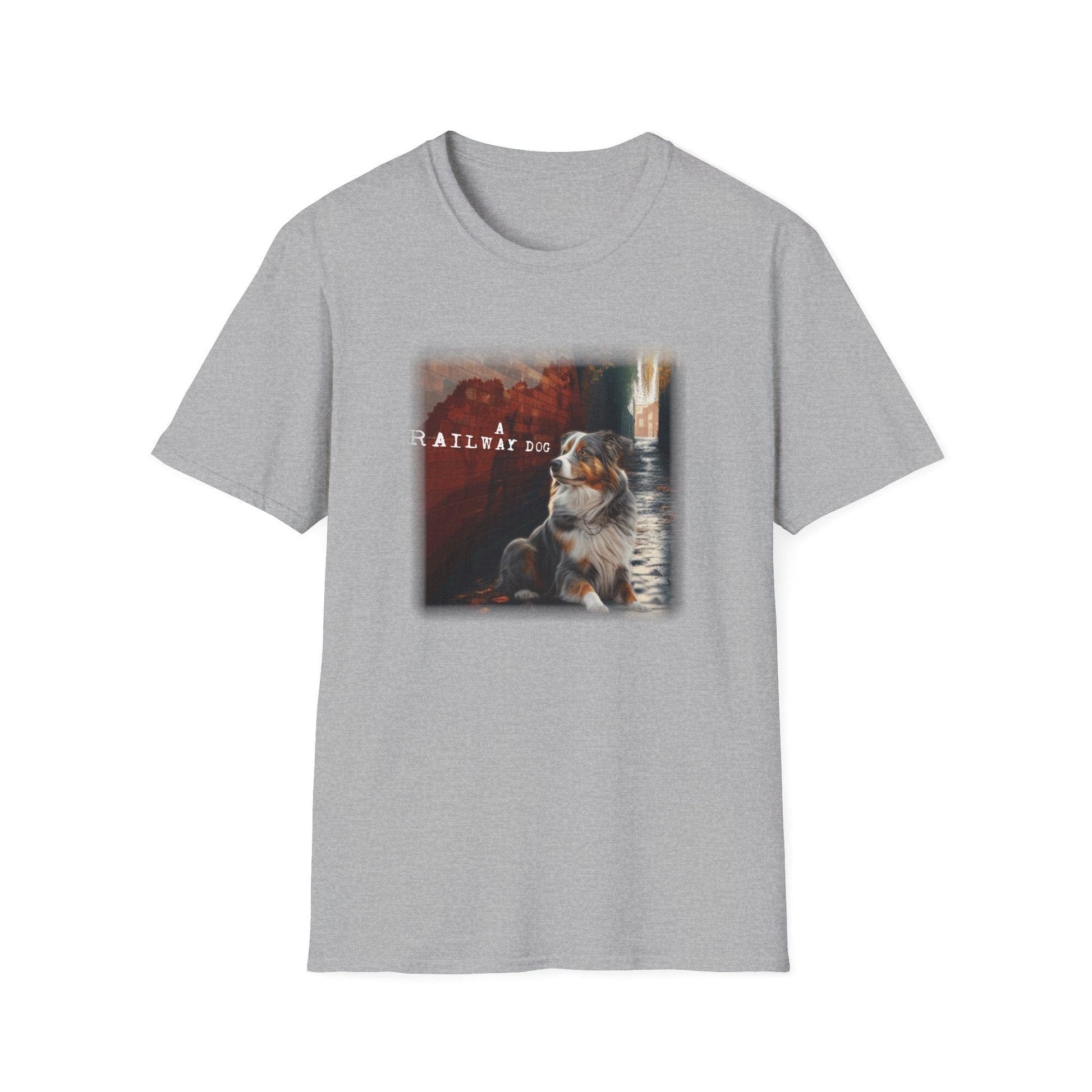 A Railway Dog Premium Graphic T-Shirt - Australian Shepherd Art Tee - That Should Be on a T-Shirt