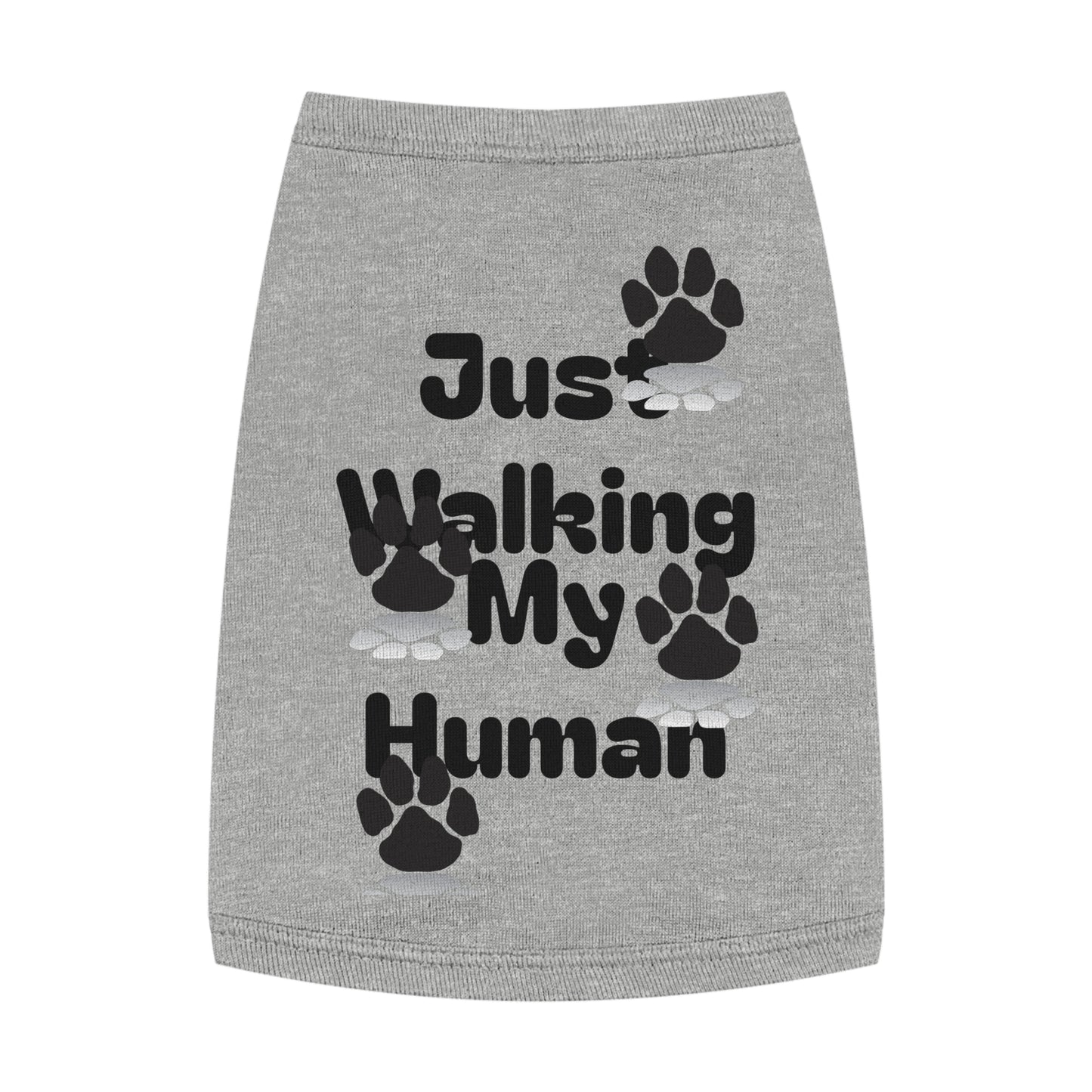 "Just Walking My Human" Dog Tank Top, Breathable Pet Tee for Fun & Comfort