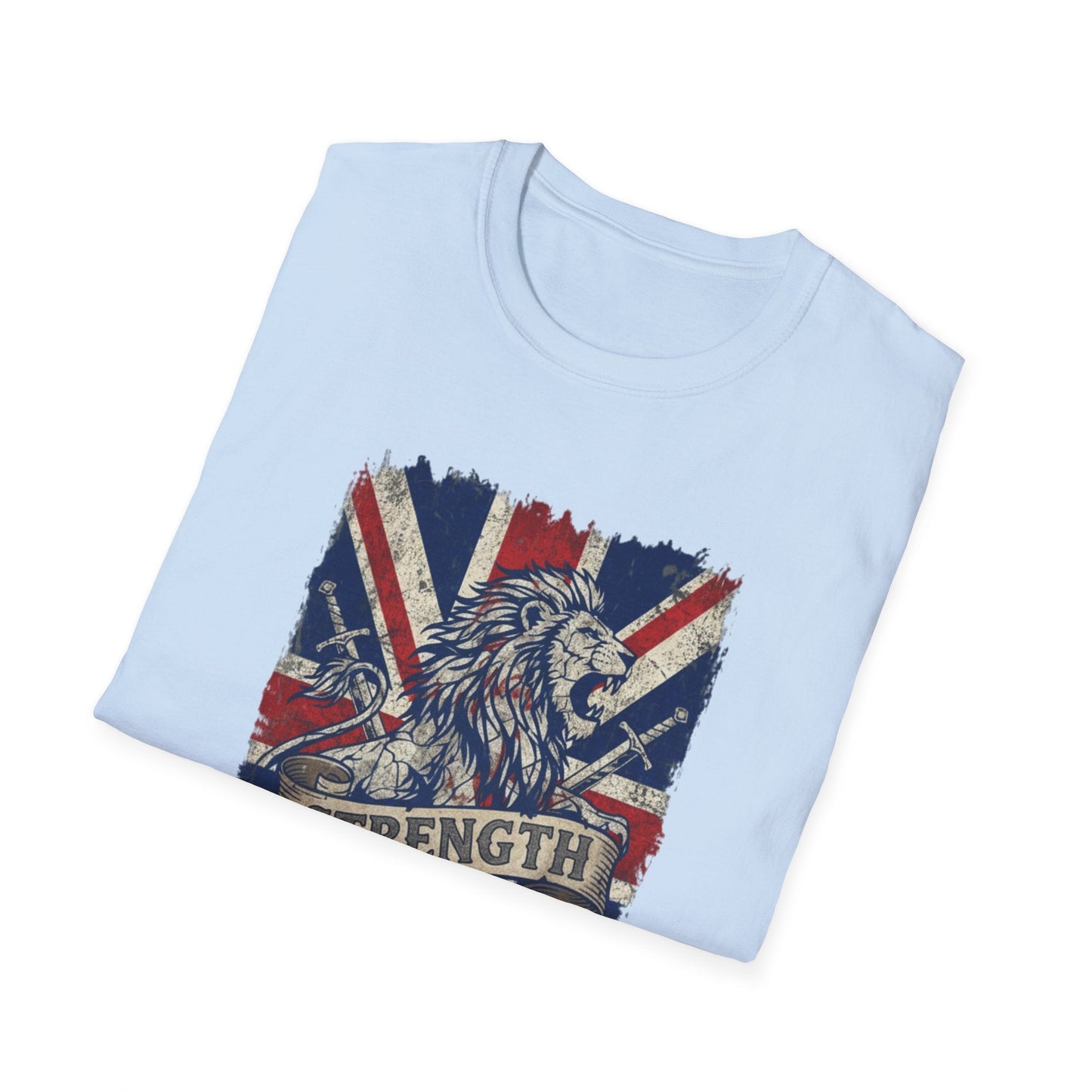 British Lion Strength & Courage T-Shirt - Distressed Union Jack Graphic Tee