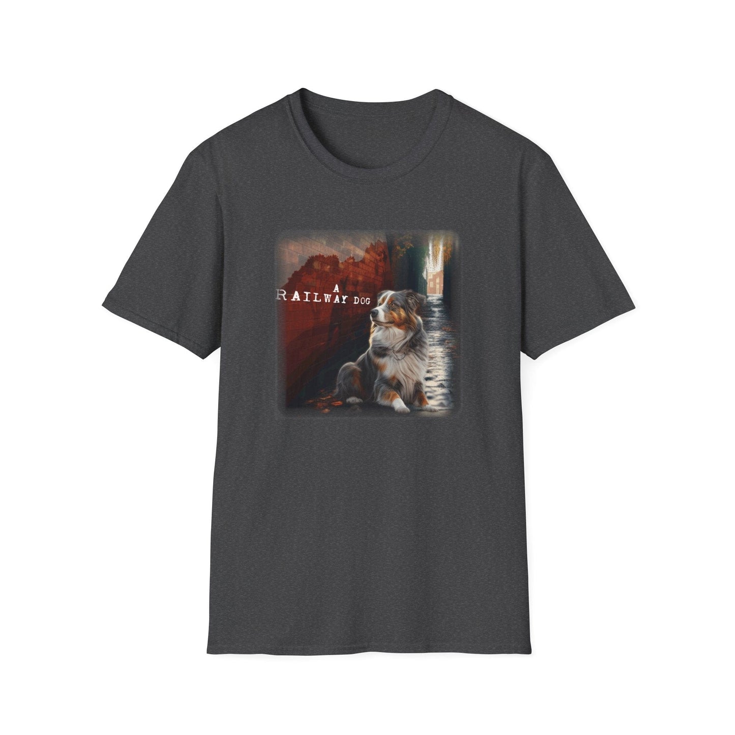 A Railway Dog Premium Graphic T-Shirt - Australian Shepherd Art Tee - That Should Be on a T-Shirt