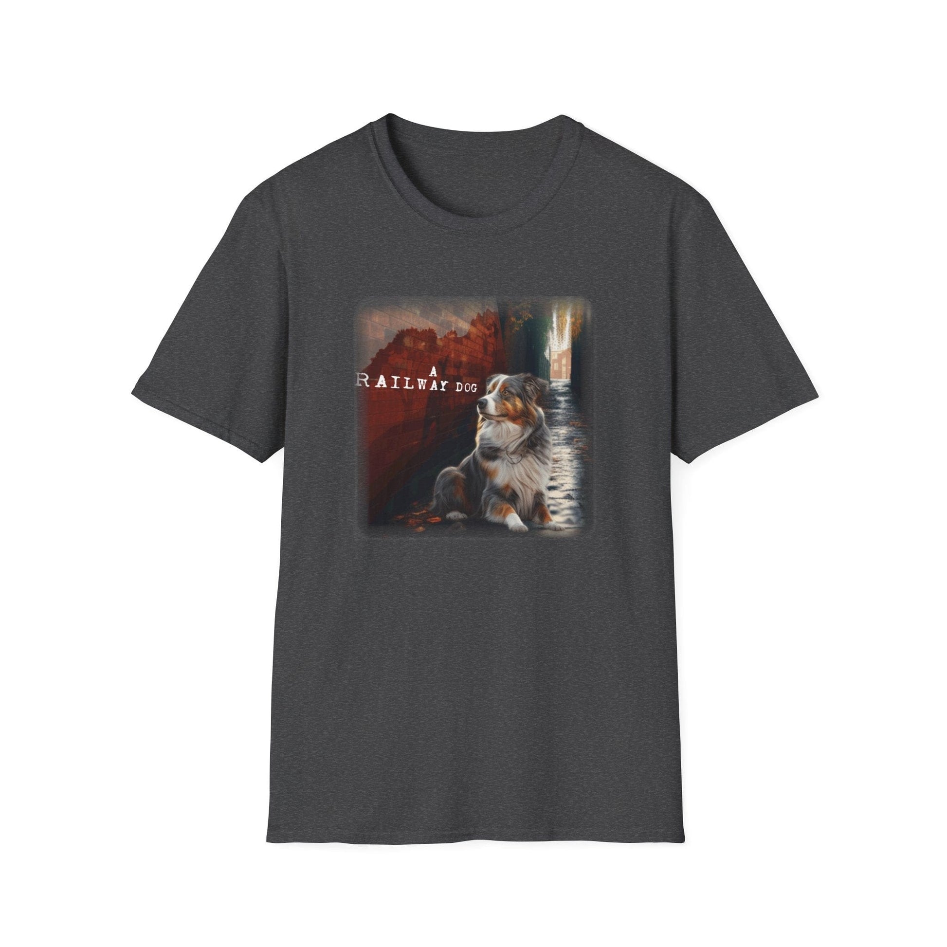 A Railway Dog Premium Graphic T-Shirt - Australian Shepherd Art Tee - That Should Be on a T-Shirt