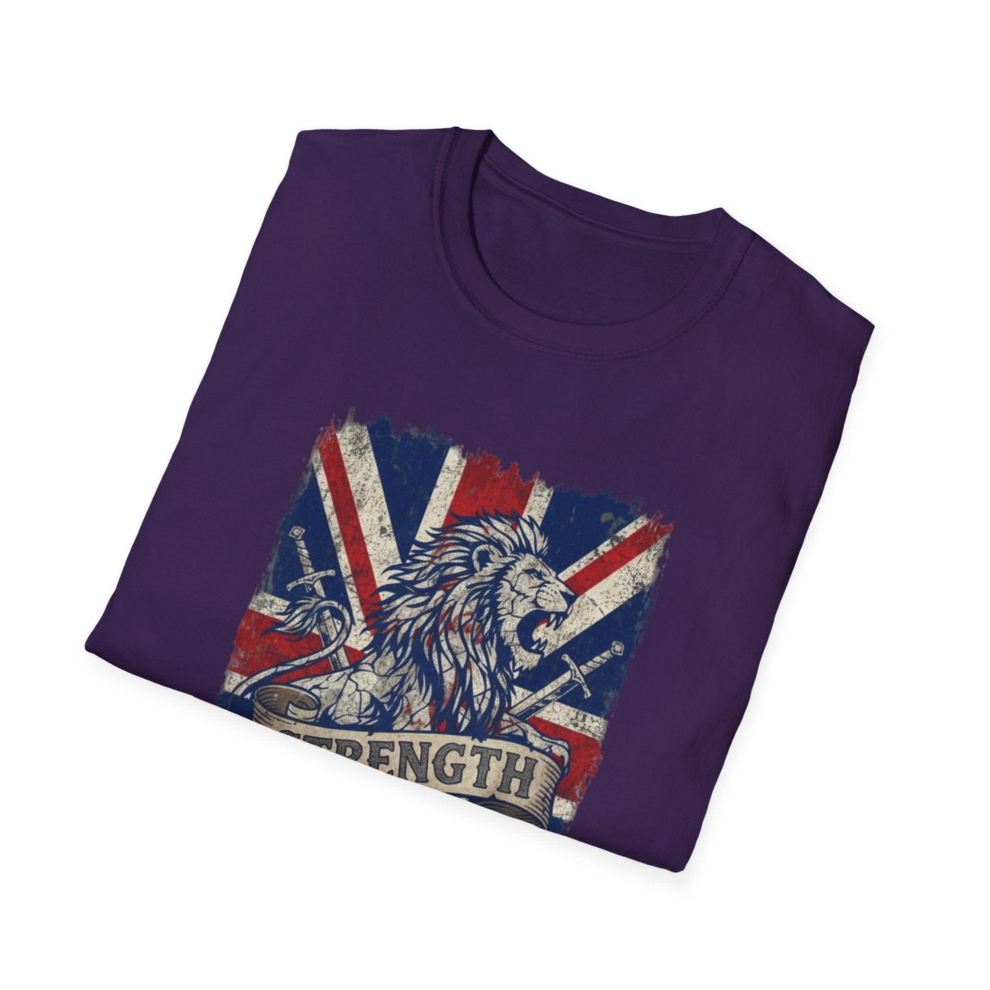 British Lion Strength & Courage T-Shirt - Distressed Union Jack Graphic Tee