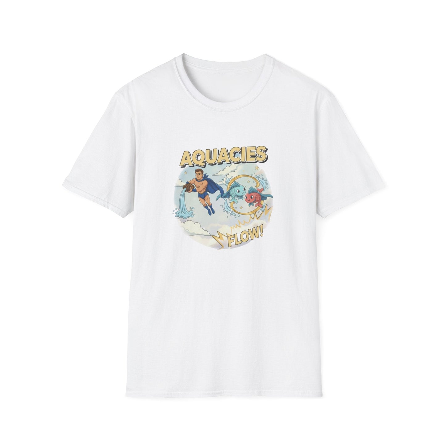 Aquacies "Flow!" Superhero Zodiac T-Shirt - Aquarius Pisces Cusp Graphic Tee - That Should Be on a T-Shirt
