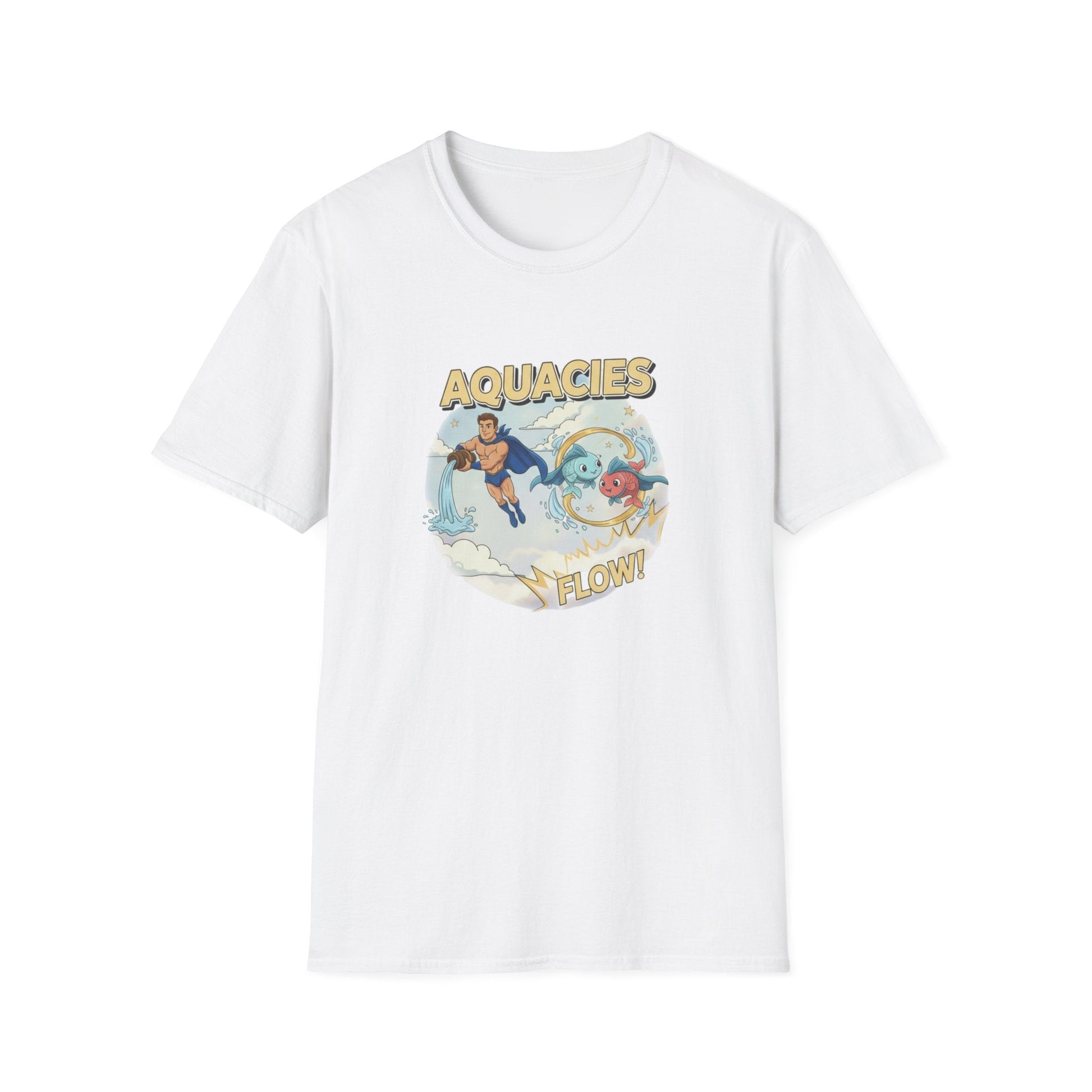 Aquacies "Flow!" Superhero Zodiac T-Shirt - Aquarius Pisces Cusp Graphic Tee - That Should Be on a T-Shirt