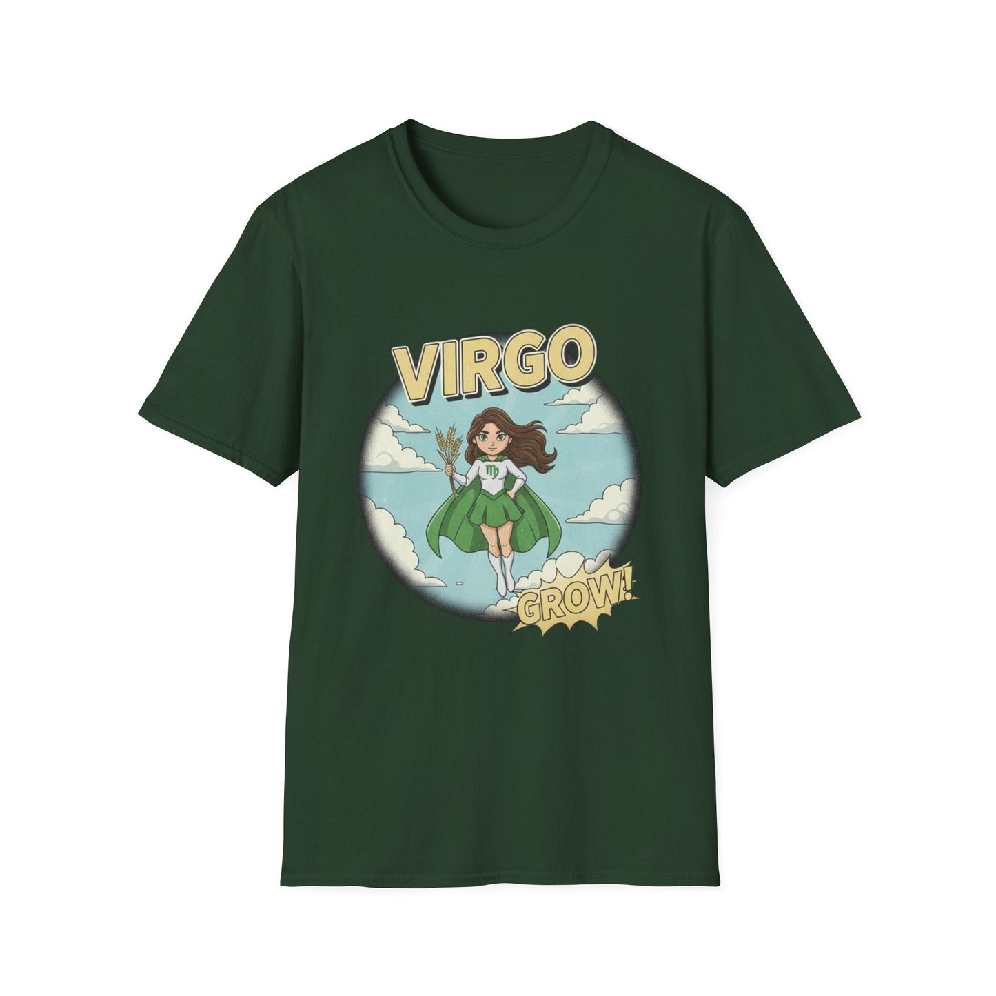 Virgo “Grow” T-Shirt – Cute Virgo Zodiac Superhero Graphic Tee - That Should Be on a T-Shirt