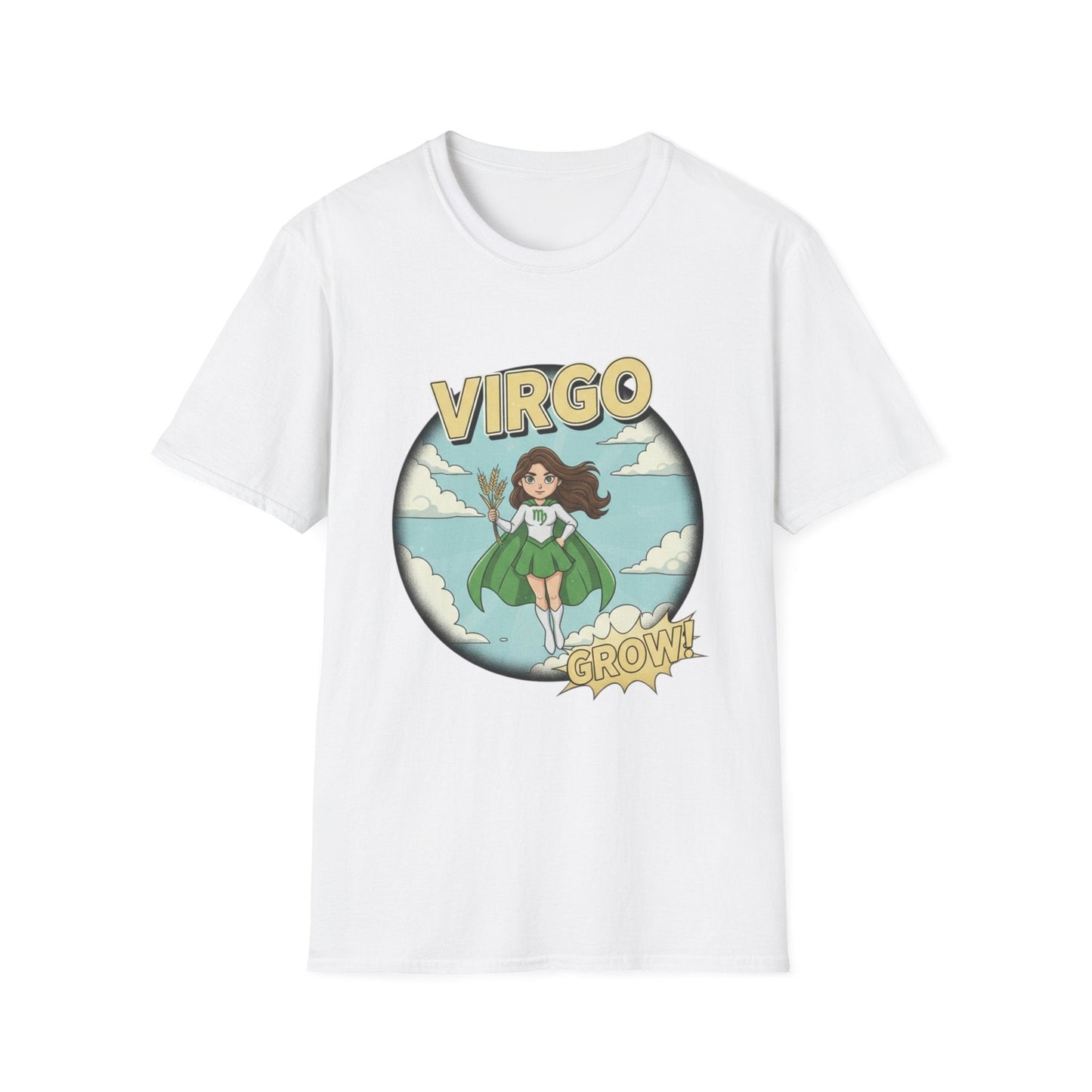 Virgo “Grow” T-Shirt – Cute Virgo Zodiac Superhero Graphic Tee - That Should Be on a T-Shirt