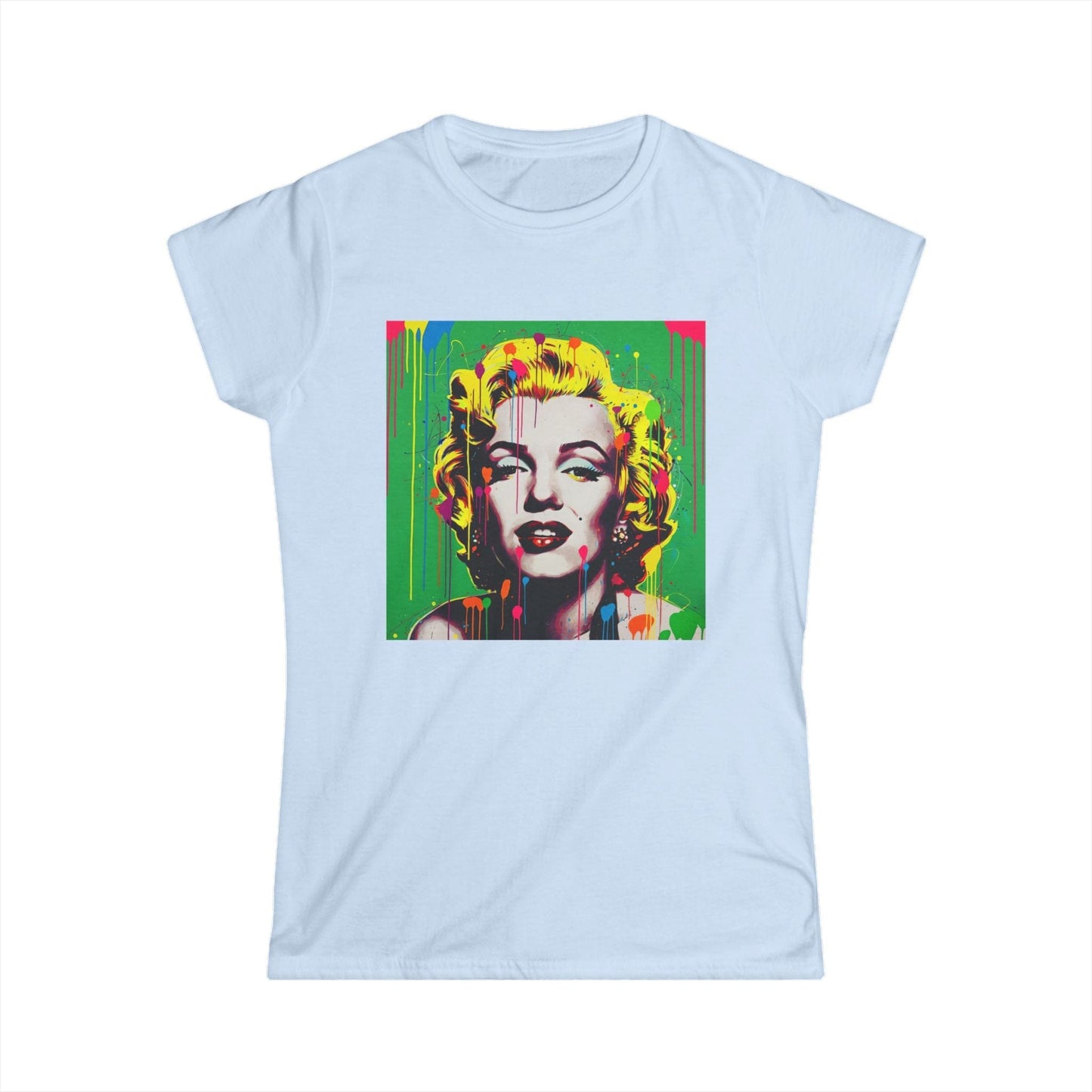 Marilyn Pop Art Drip Tee – Vibrant Neon Portrait Women’s T-Shirt