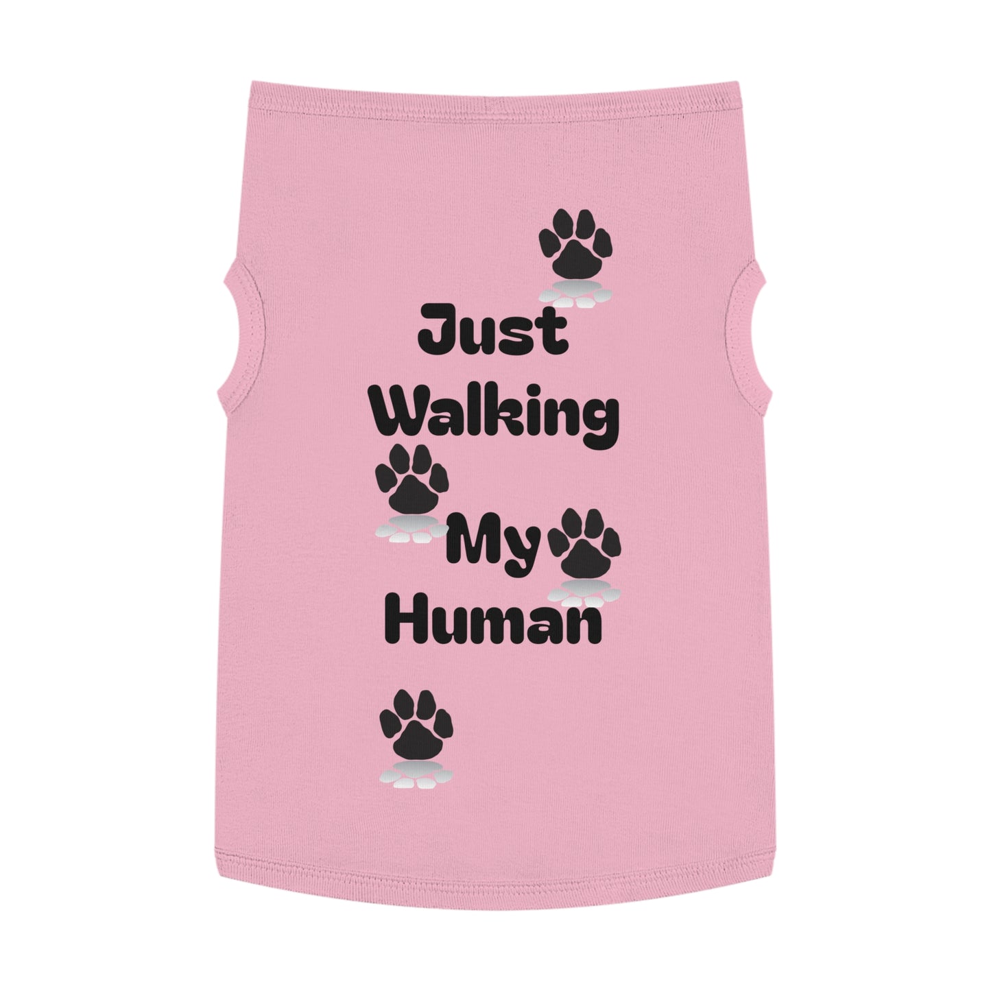 "Just Walking My Human" Dog Tank Top, Breathable Pet Tee for Fun & Comfort