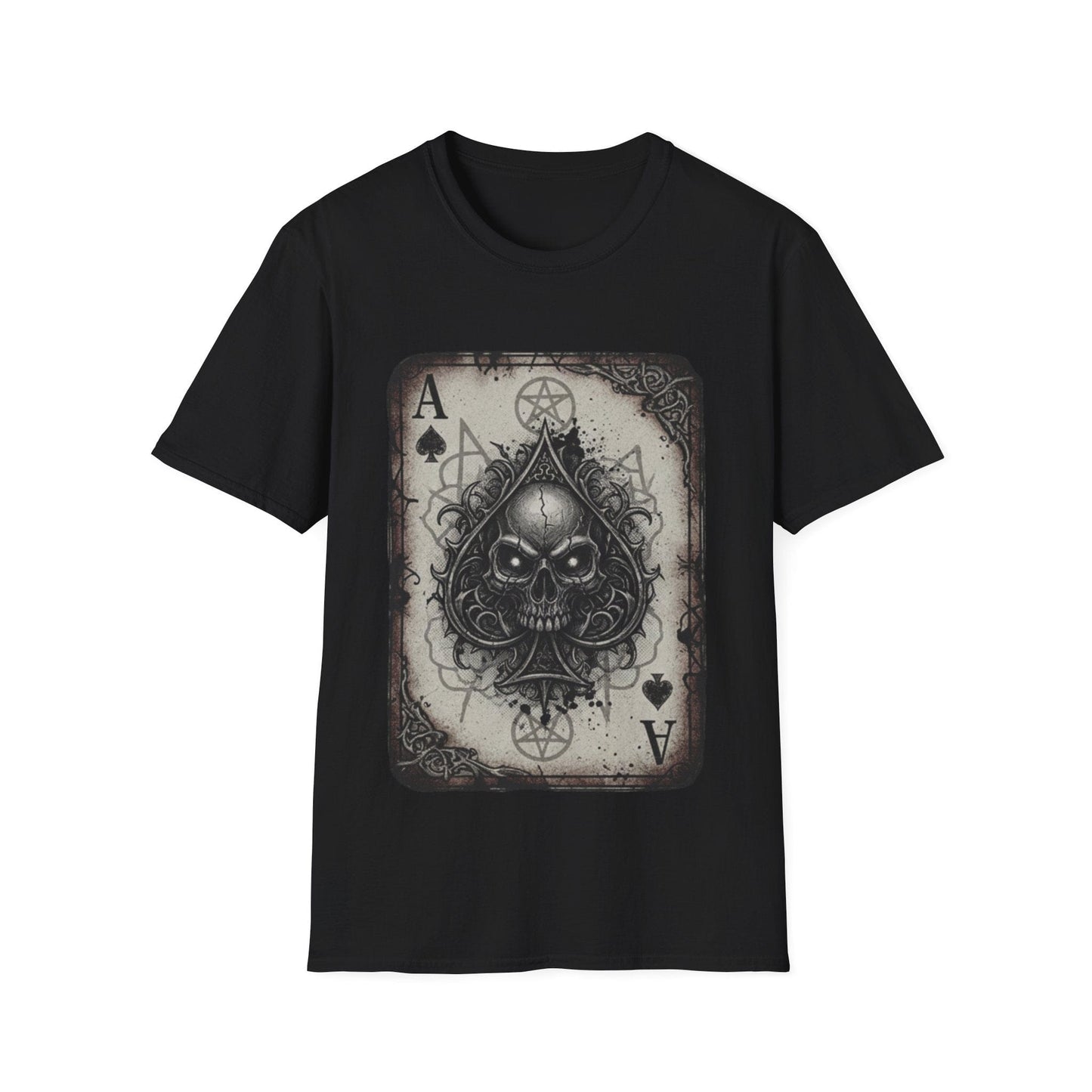 Dark Occult Ace of Spades Skull T-Shirt - Gothic Horror Playing Card Graphic Tee