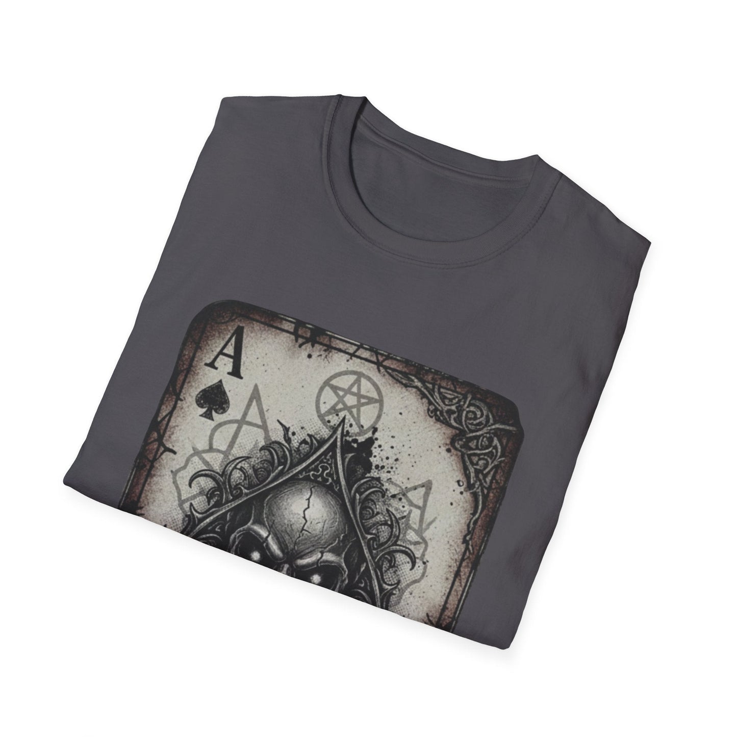 Dark Occult Ace of Spades Skull T-Shirt - Gothic Horror Playing Card Graphic Tee