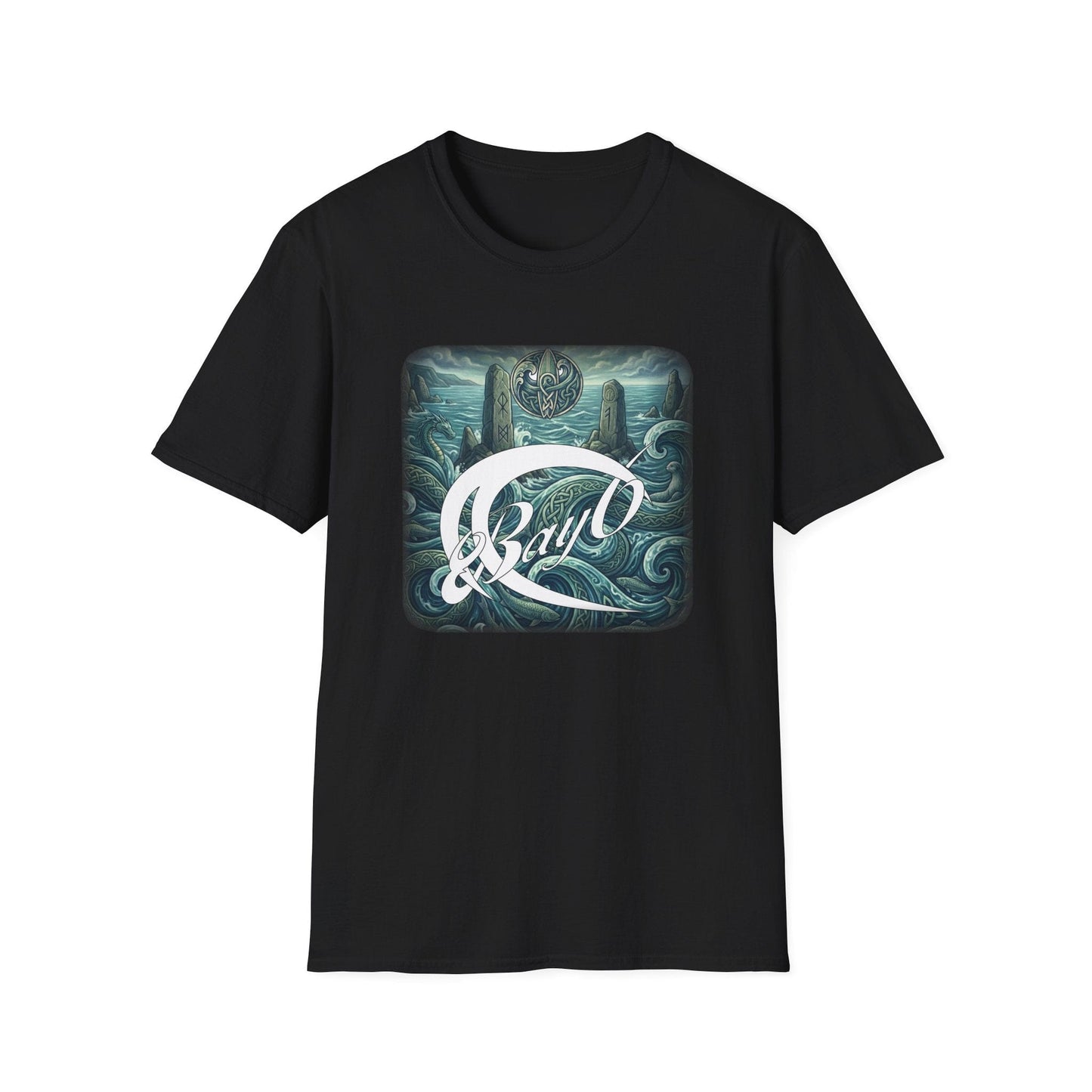 Bay6 "Mythic Coast" Celtic Runic Stones & Sea Serpent Tee
