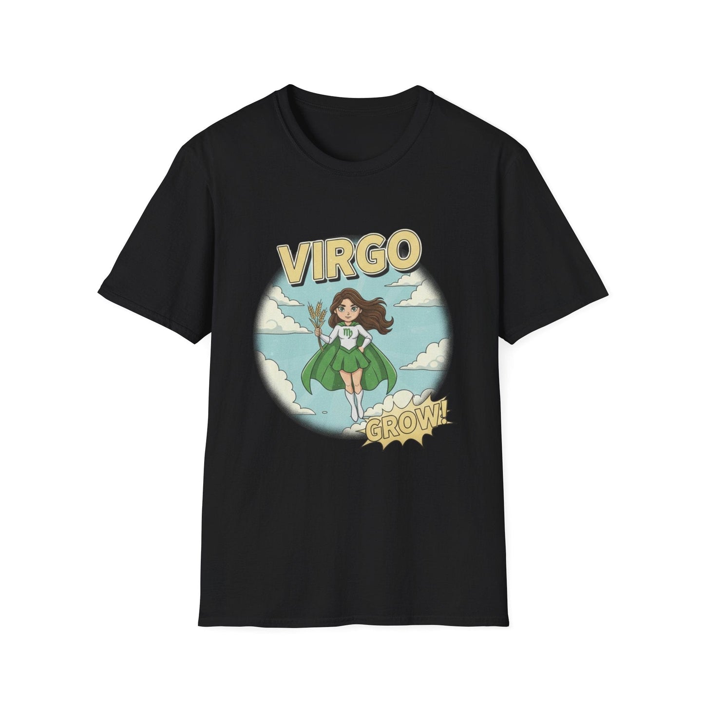 Virgo “Grow” T-Shirt – Cute Virgo Zodiac Superhero Graphic Tee - That Should Be on a T-Shirt