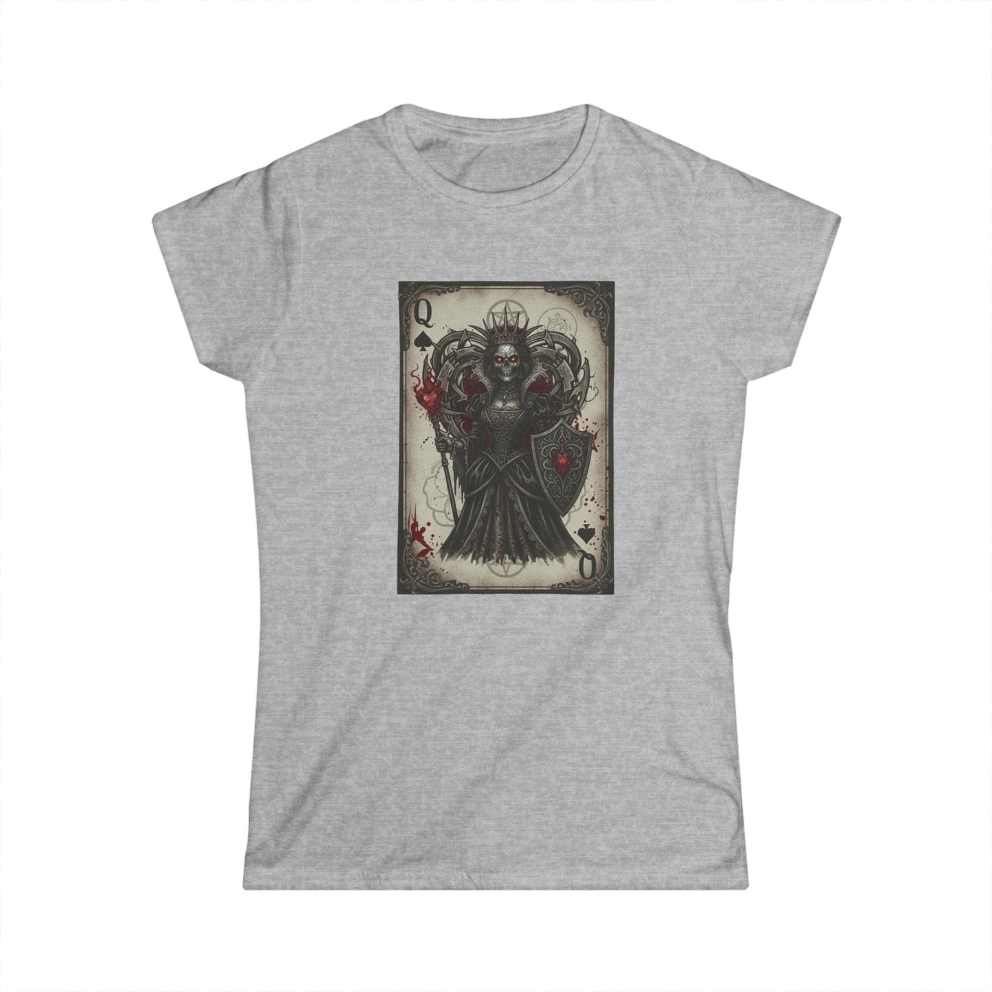 Queen of Hearts Gothic T-Shirt - Dark Aesthetic Playing Card Tee - Modern Goth Apparel