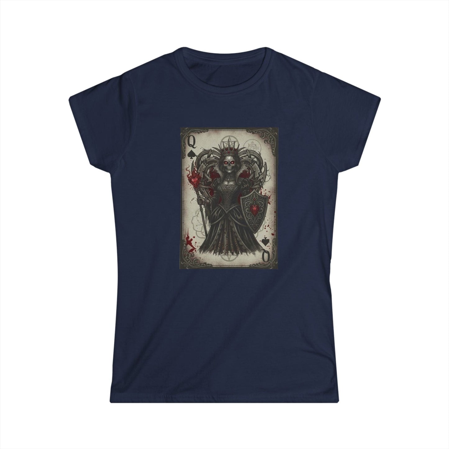 Queen of Hearts Gothic T-Shirt - Dark Aesthetic Playing Card Tee - Modern Goth Apparel