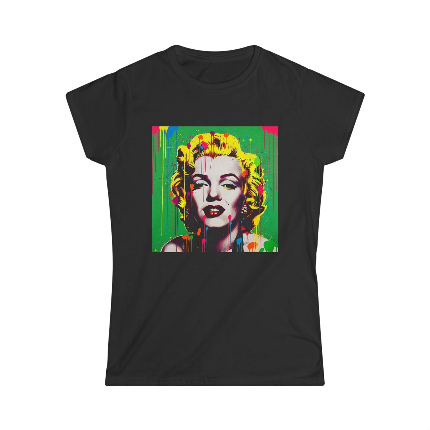 Marilyn Pop Art Drip Tee – Vibrant Neon Portrait Women’s T-Shirt