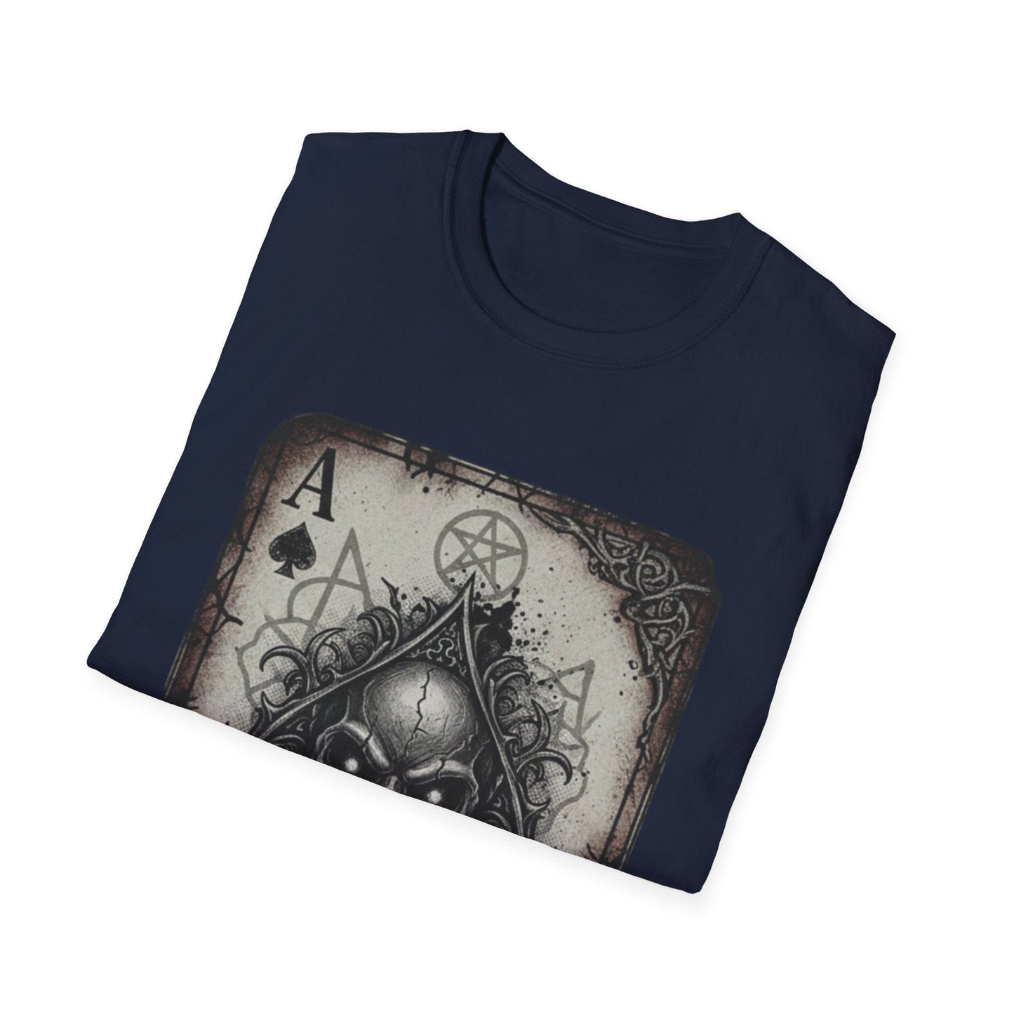 Dark Occult Ace of Spades Skull T-Shirt - Gothic Horror Playing Card Graphic Tee