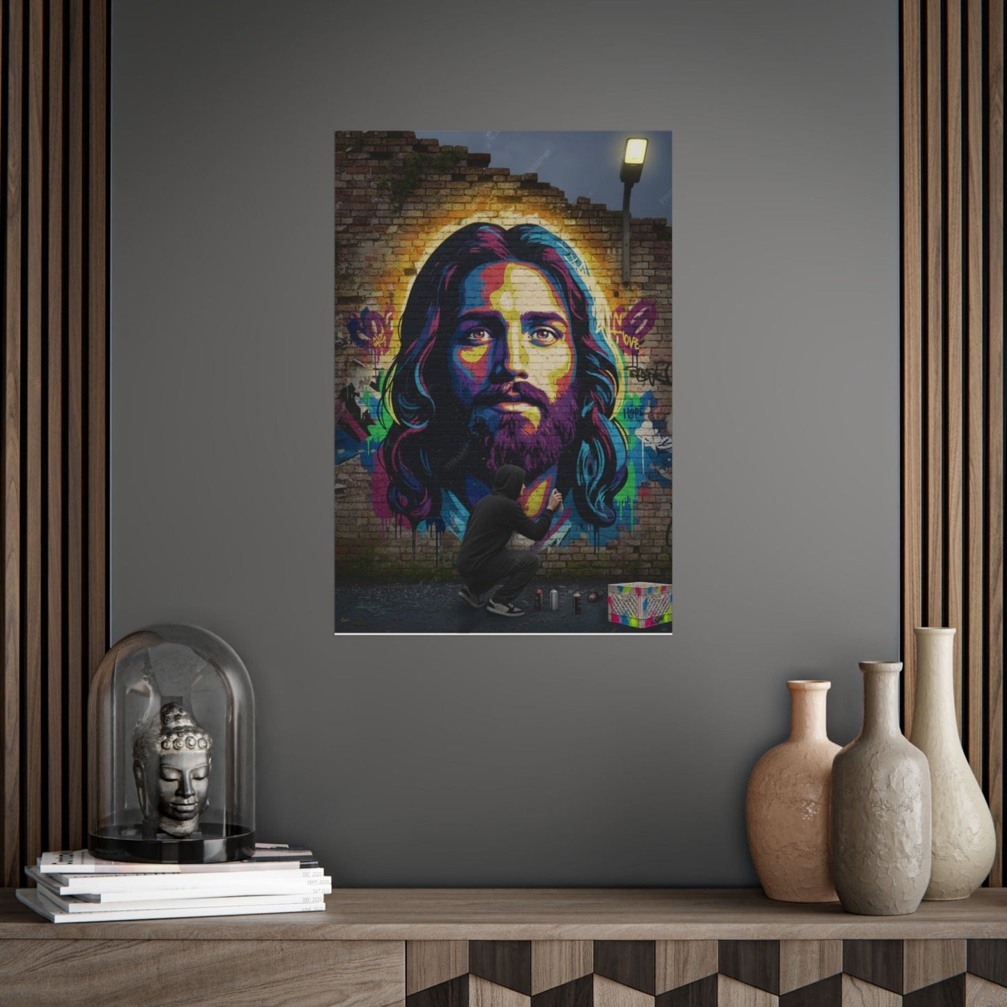 Modern Jesus Graffiti Wall Art Poster – Vibrant Urban Faith Street Art Print - That Should Be on a T-Shirt