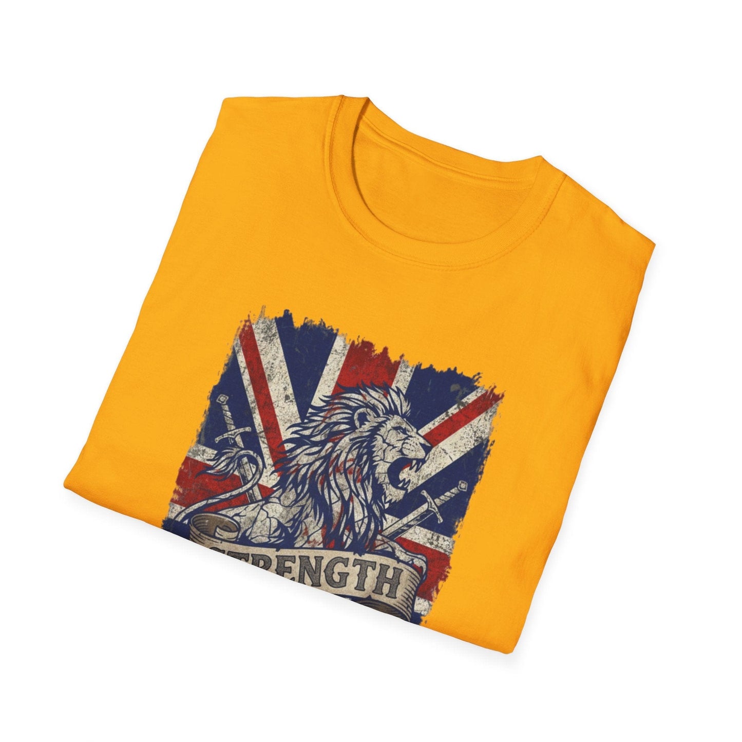 British Lion Strength & Courage T-Shirt - Distressed Union Jack Graphic Tee