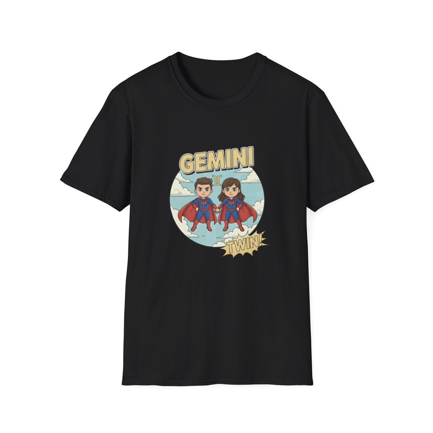 Gemini Zodiac T-Shirt — Cute Twin Superhero Horoscope Tee - That Should Be on a T-Shirt