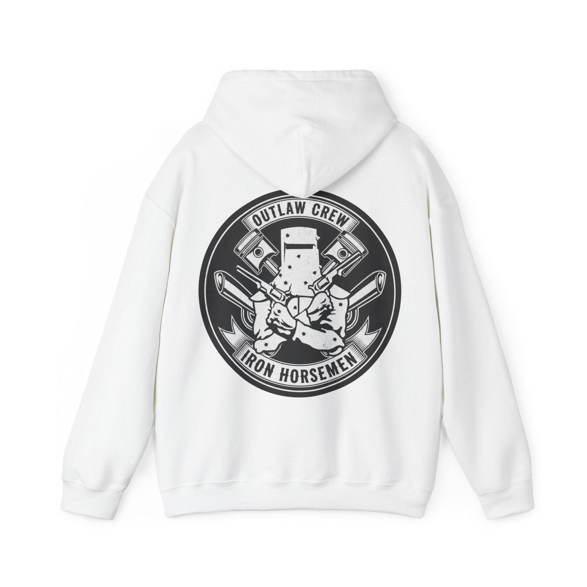 Outlaw Hoodie | Vintage Biker Style Pullover | Iron Horsemen Motorcycle Sweatshirt | Unisex Fleece Hoodie - That Should Be on a T-Shirt