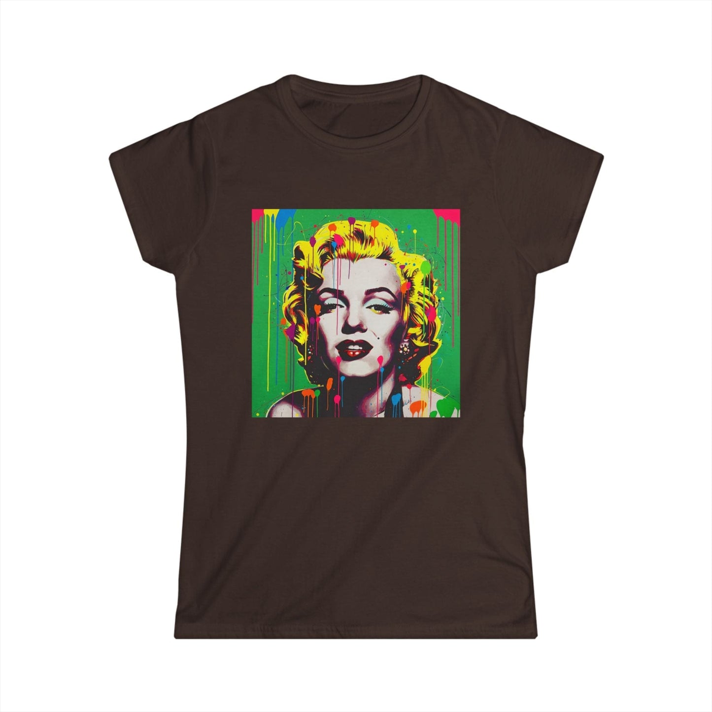 Marilyn Pop Art Drip Tee – Vibrant Neon Portrait Women’s T-Shirt