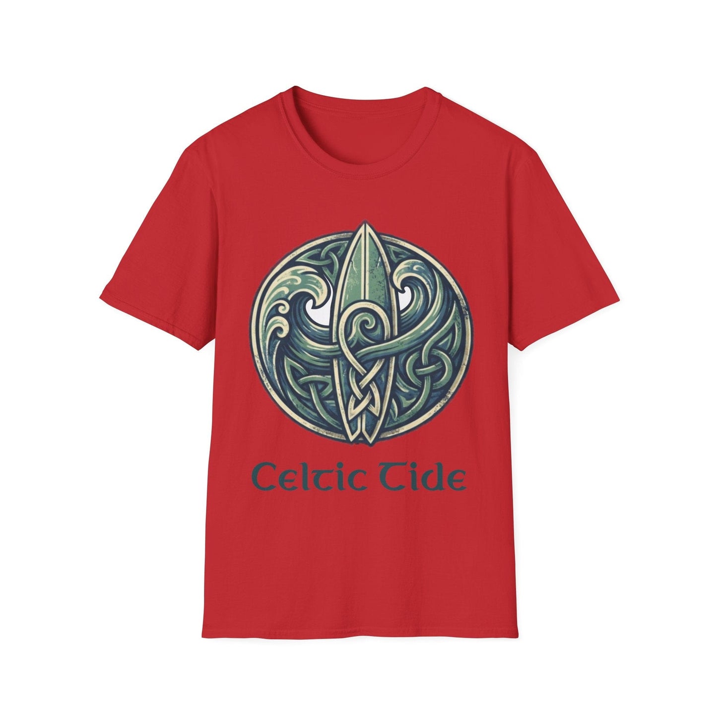 Celtic Tide: Ancient Surf & Knotwork Graphic T-Shirt