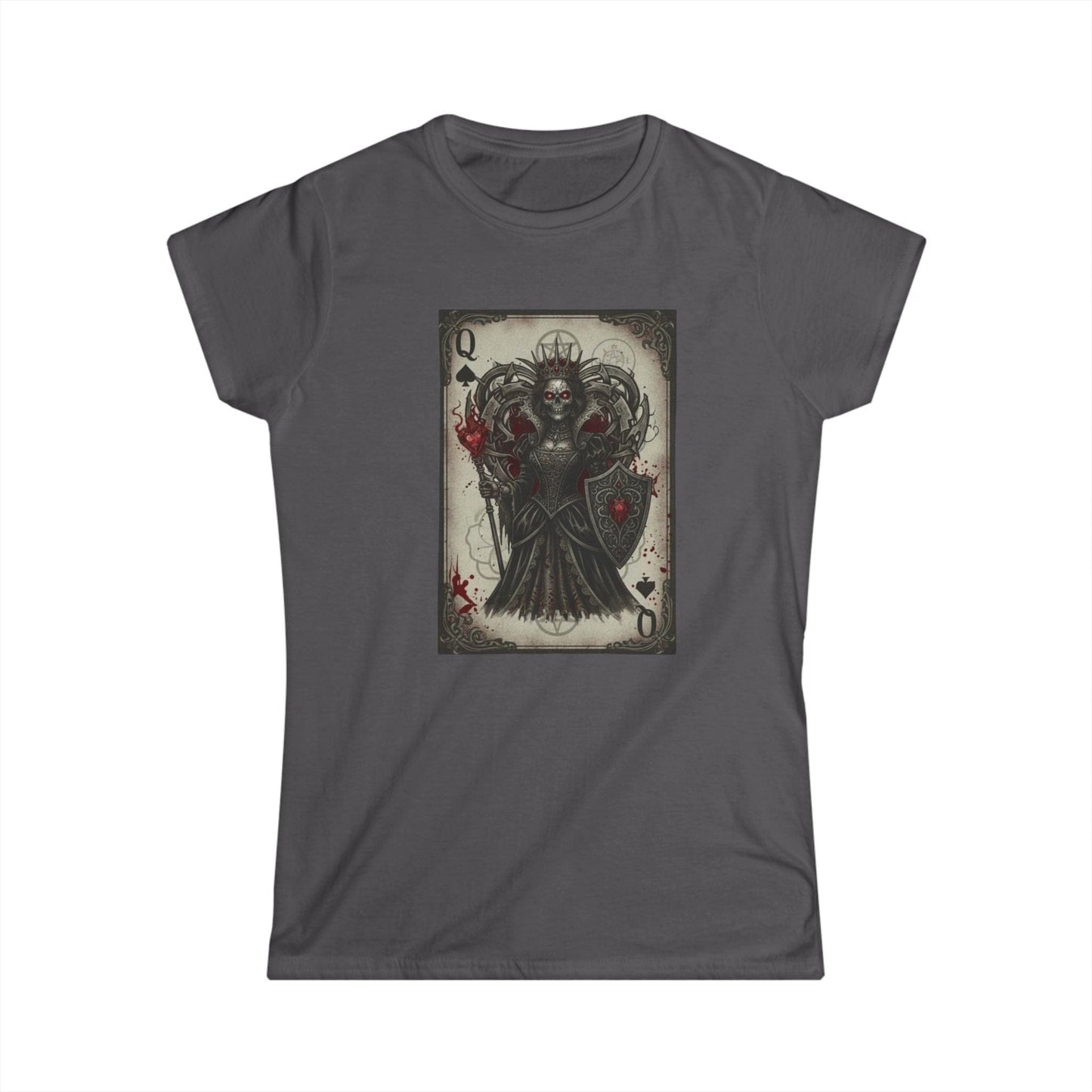 Queen of Hearts Gothic T-Shirt - Dark Aesthetic Playing Card Tee - Modern Goth Apparel