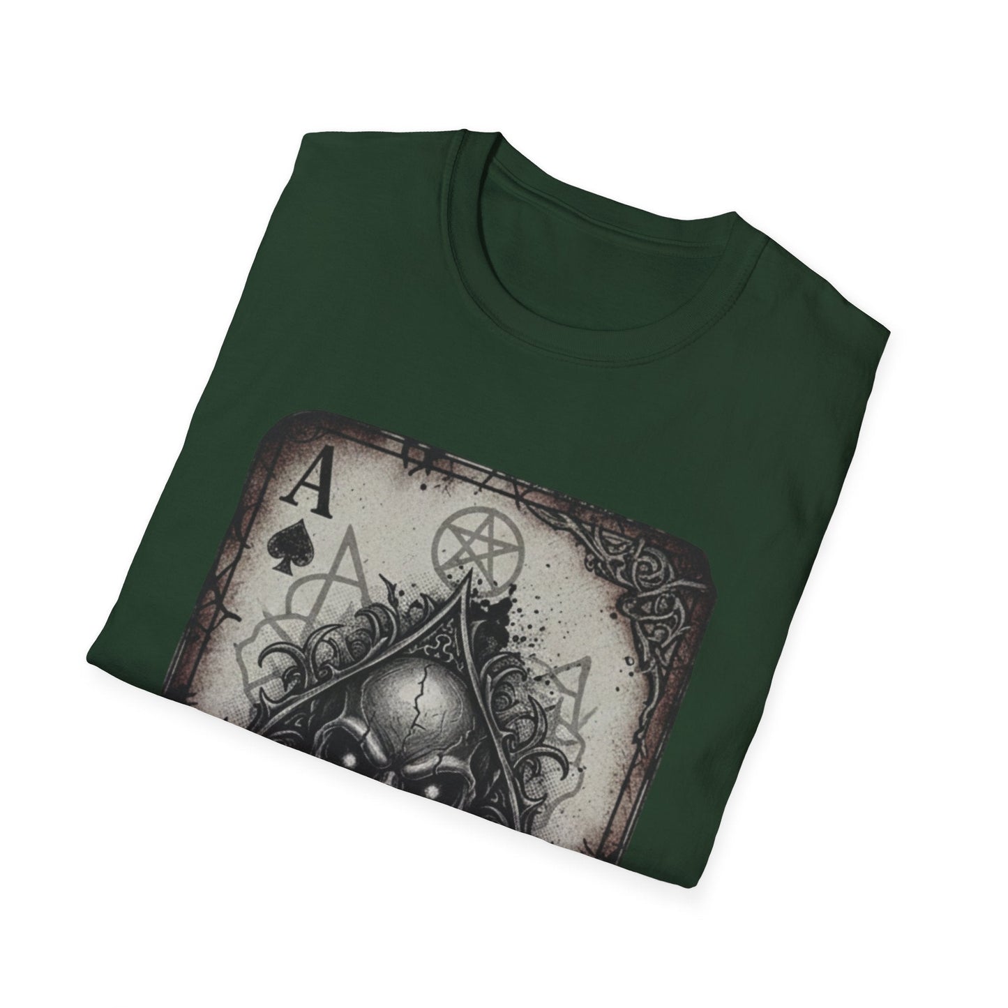 Dark Occult Ace of Spades Skull T-Shirt - Gothic Horror Playing Card Graphic Tee