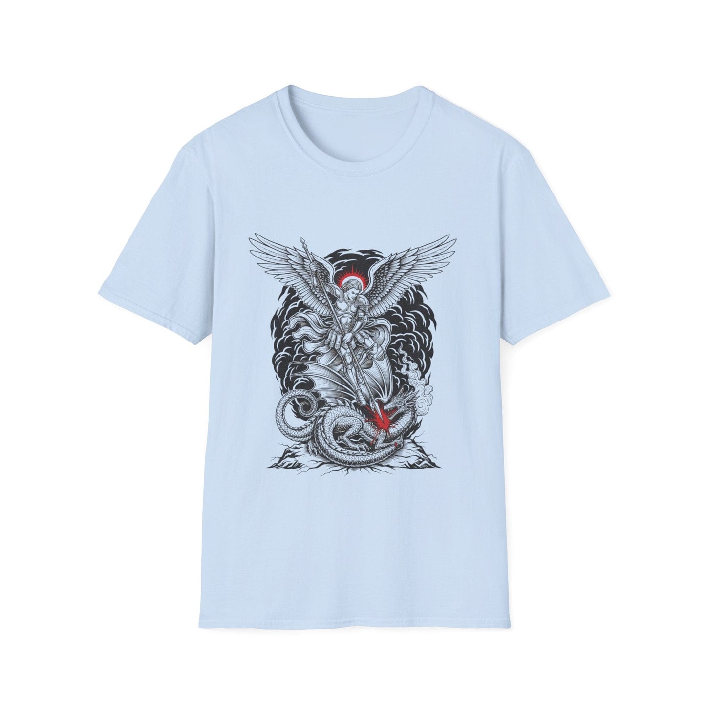 The Archangel Slayer: Saint Michael Defeats the Dragon Graphic T-Shirt - That Should Be on a T-Shirt