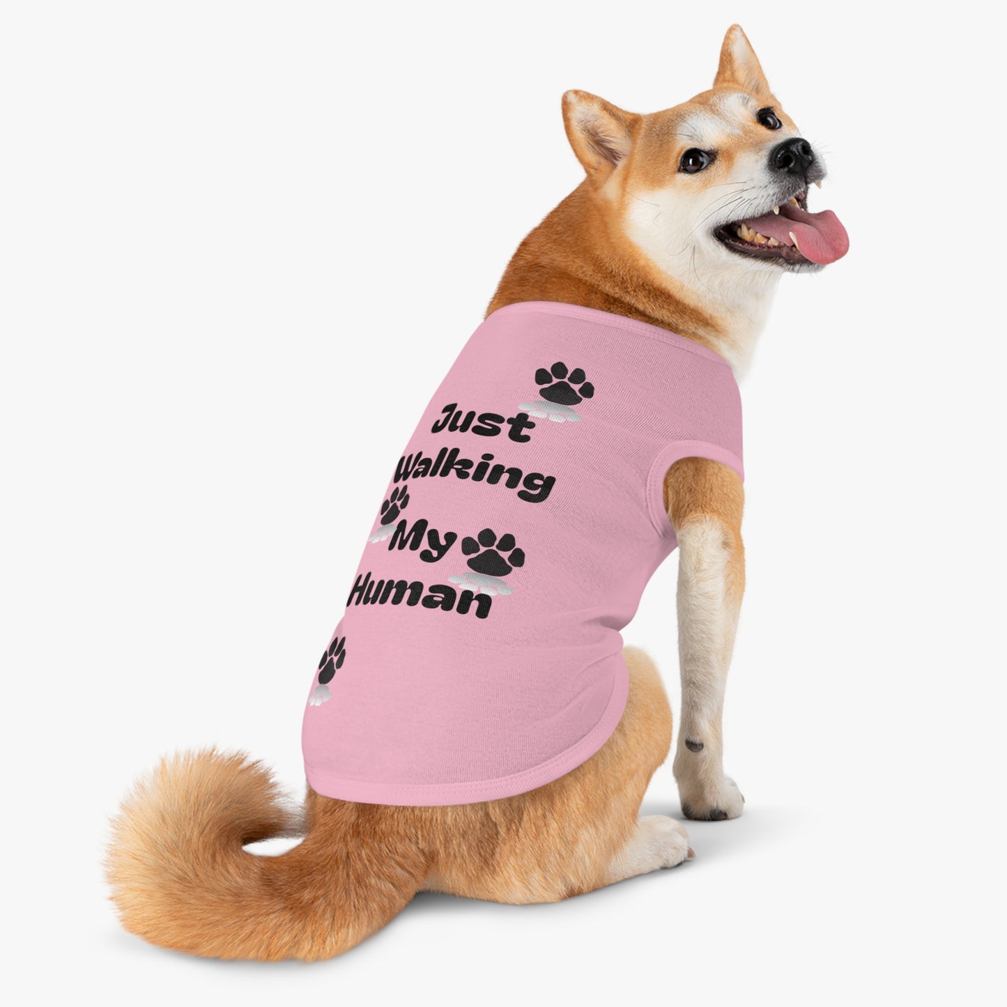 "Just Walking My Human" Dog Tank Top, Breathable Pet Tee for Fun & Comfort