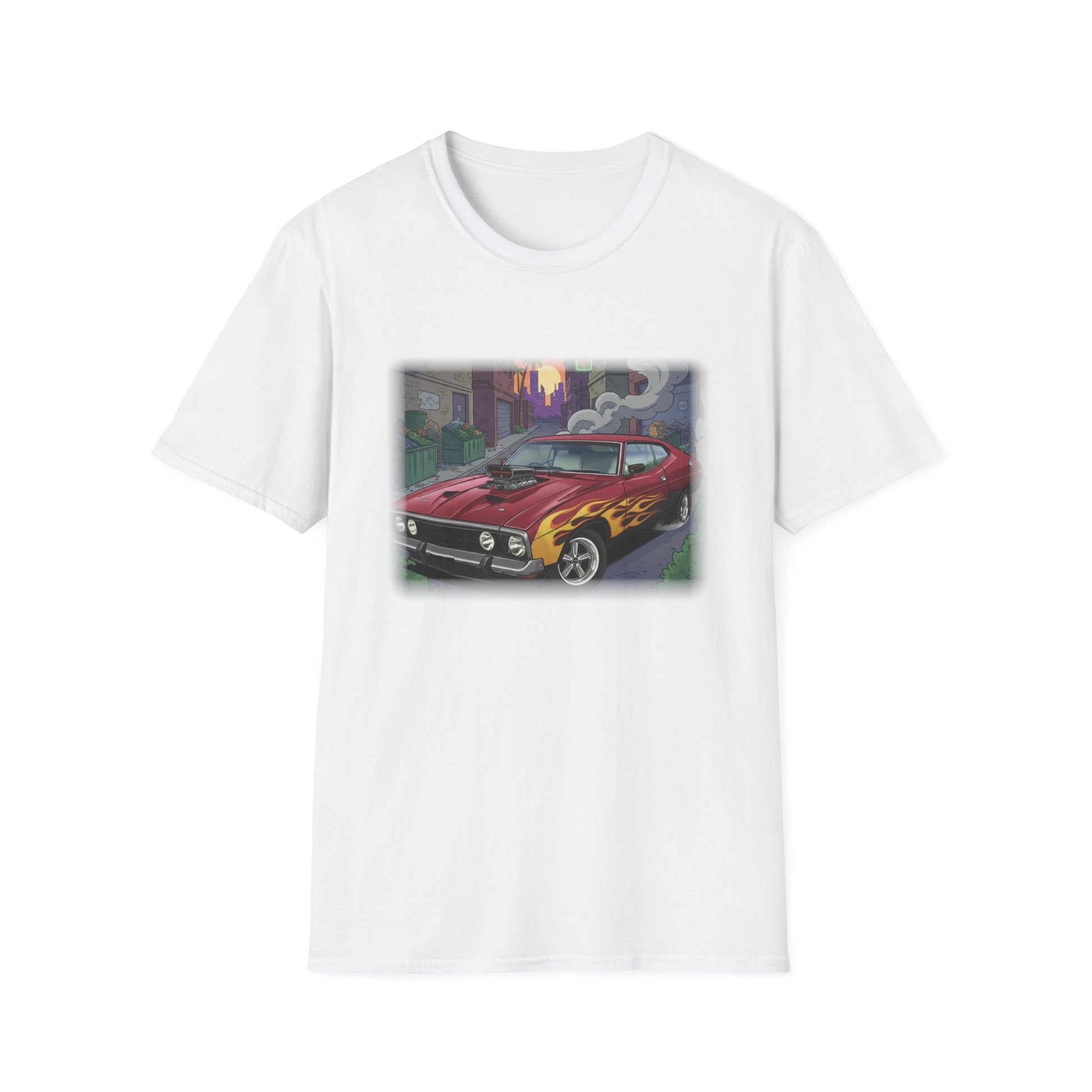 Classic Muscle Car T-Shirt — XB Falcon with Flames Graphic - That Should Be on a T-Shirt