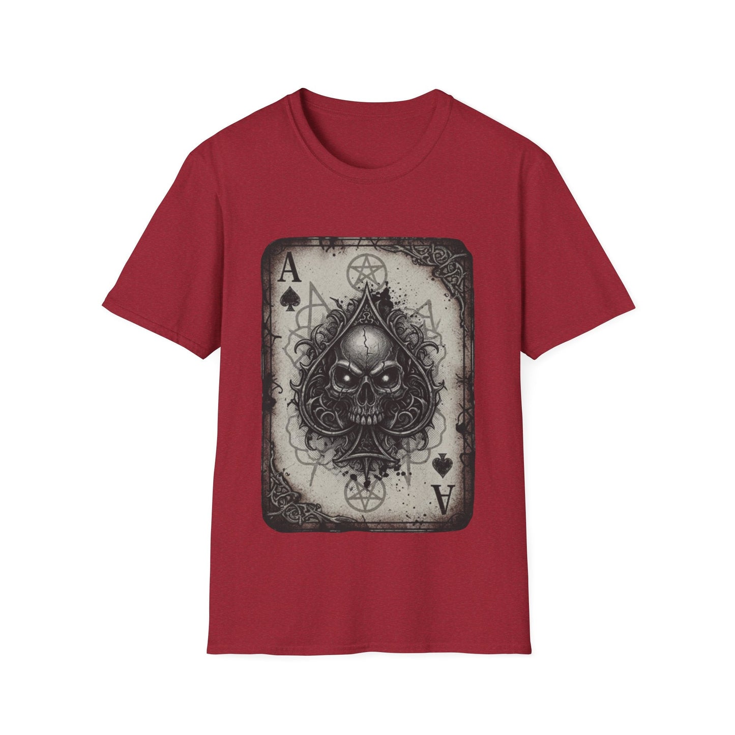 Dark Occult Ace of Spades Skull T-Shirt - Gothic Horror Playing Card Graphic Tee