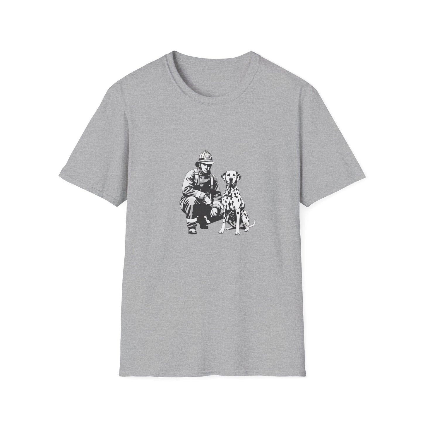 Firefighter & Dalmatian T-Shirt – Vintage Dog Lover Graphic Tee, Unisex Cotton - That Should Be on a T-Shirt