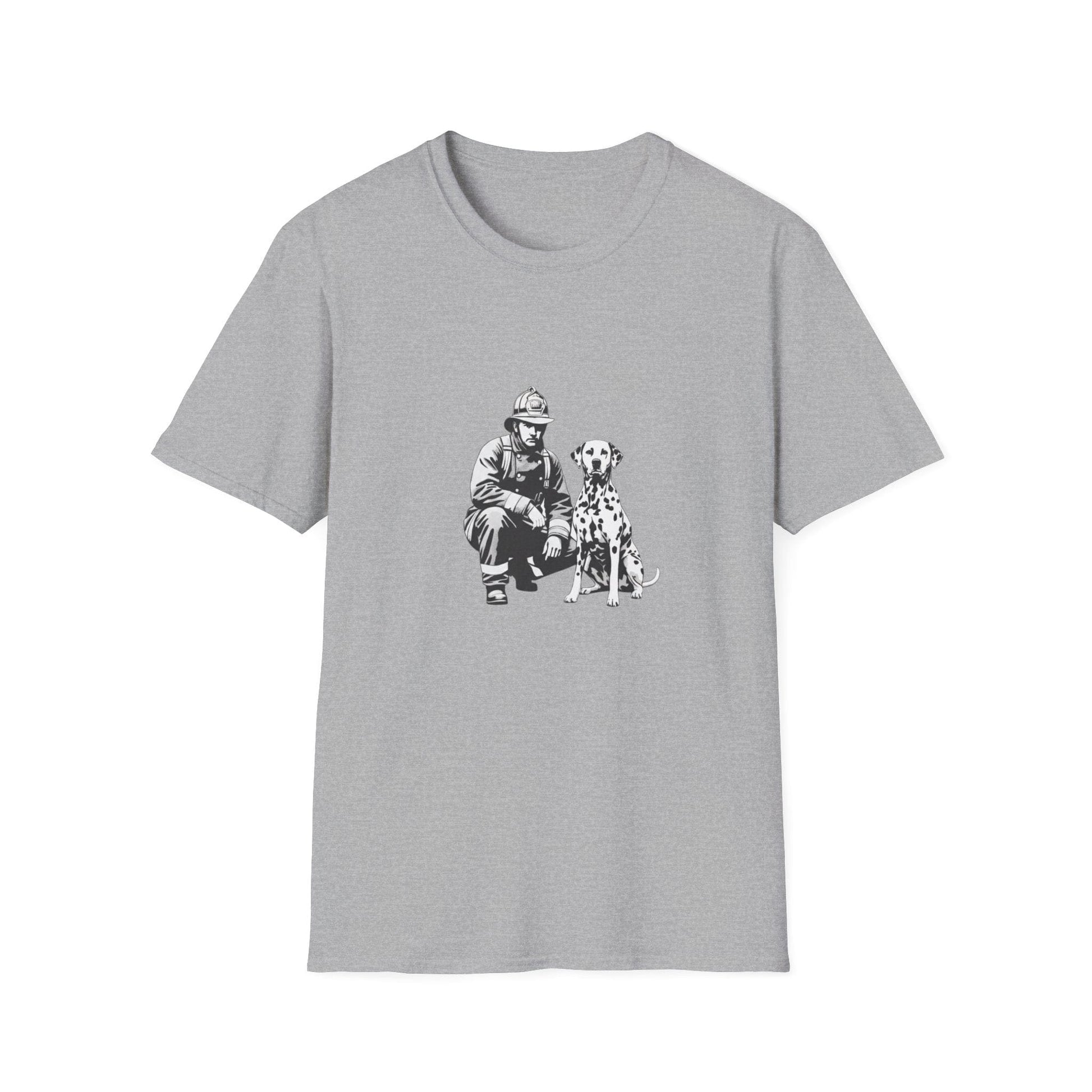 Firefighter & Dalmatian T-Shirt – Vintage Dog Lover Graphic Tee, Unisex Cotton - That Should Be on a T-Shirt