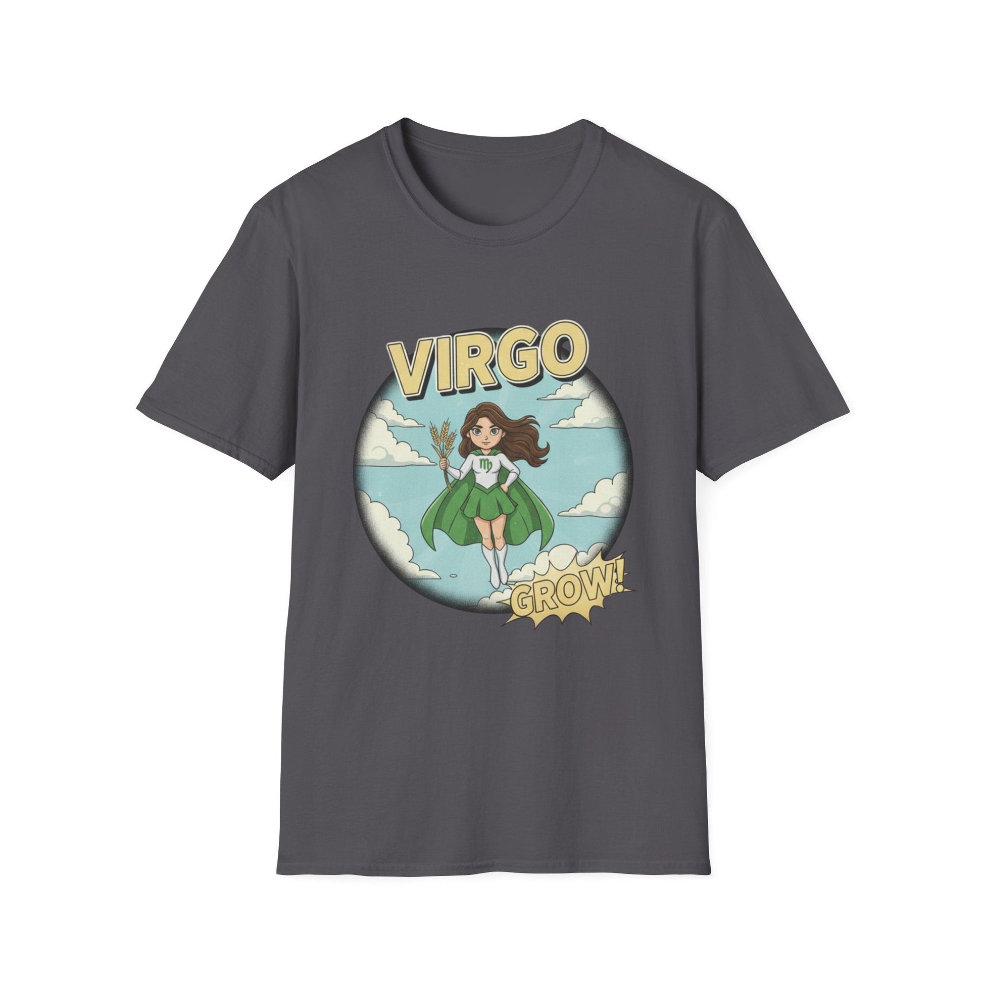 Virgo “Grow” T-Shirt – Cute Virgo Zodiac Superhero Graphic Tee - That Should Be on a T-Shirt