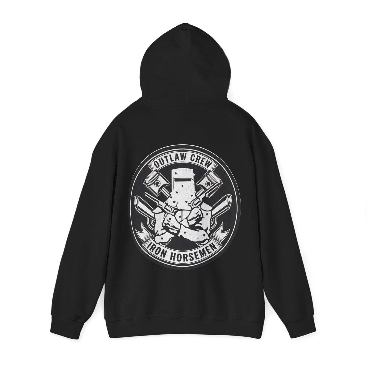 Outlaw Hoodie | Vintage Biker Style Pullover | Iron Horsemen Motorcycle Sweatshirt | Unisex Fleece Hoodie - That Should Be on a T-Shirt