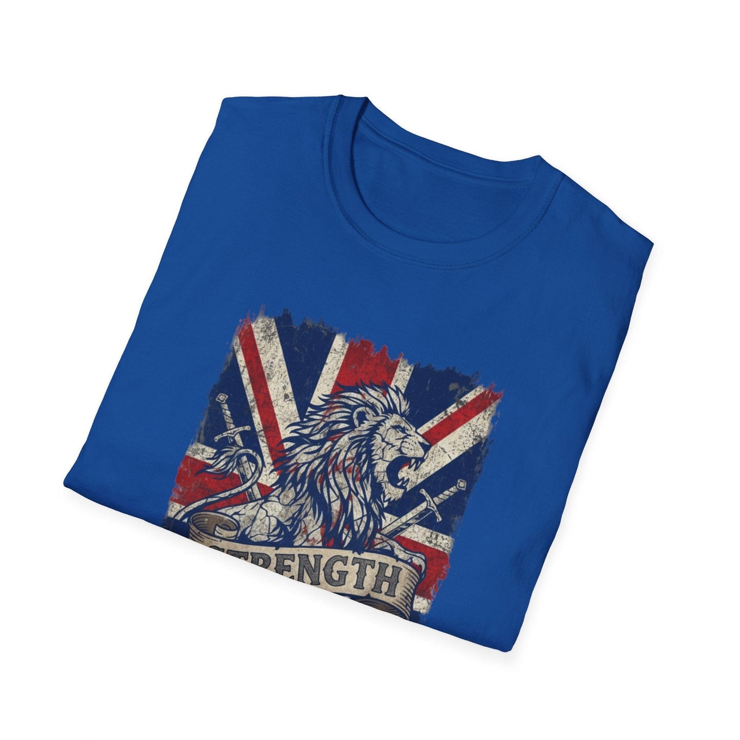 British Lion Strength & Courage T-Shirt - Distressed Union Jack Graphic Tee