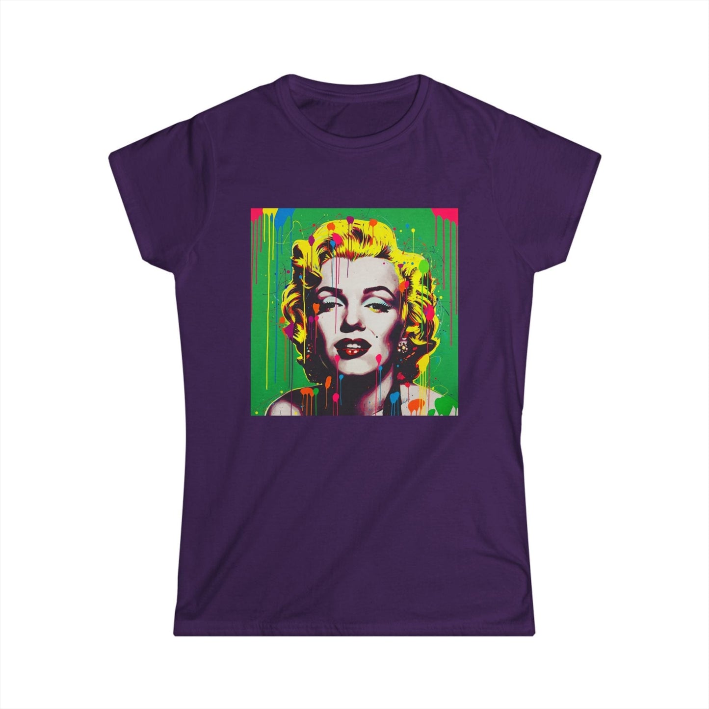 Marilyn Pop Art Drip Tee – Vibrant Neon Portrait Women’s T-Shirt